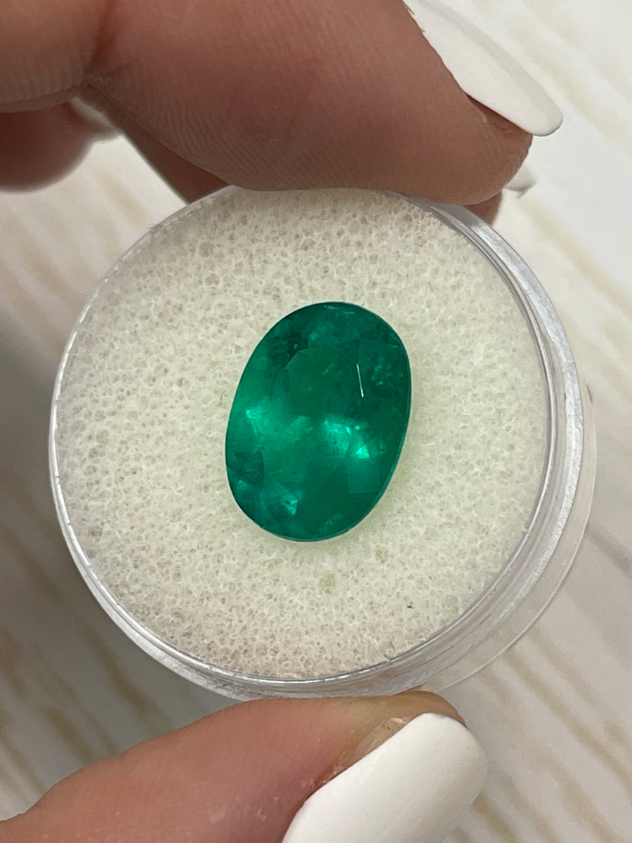 13x10 Natural Loose Colombian Emerald - 5.07 Carats Oval Muzo Green