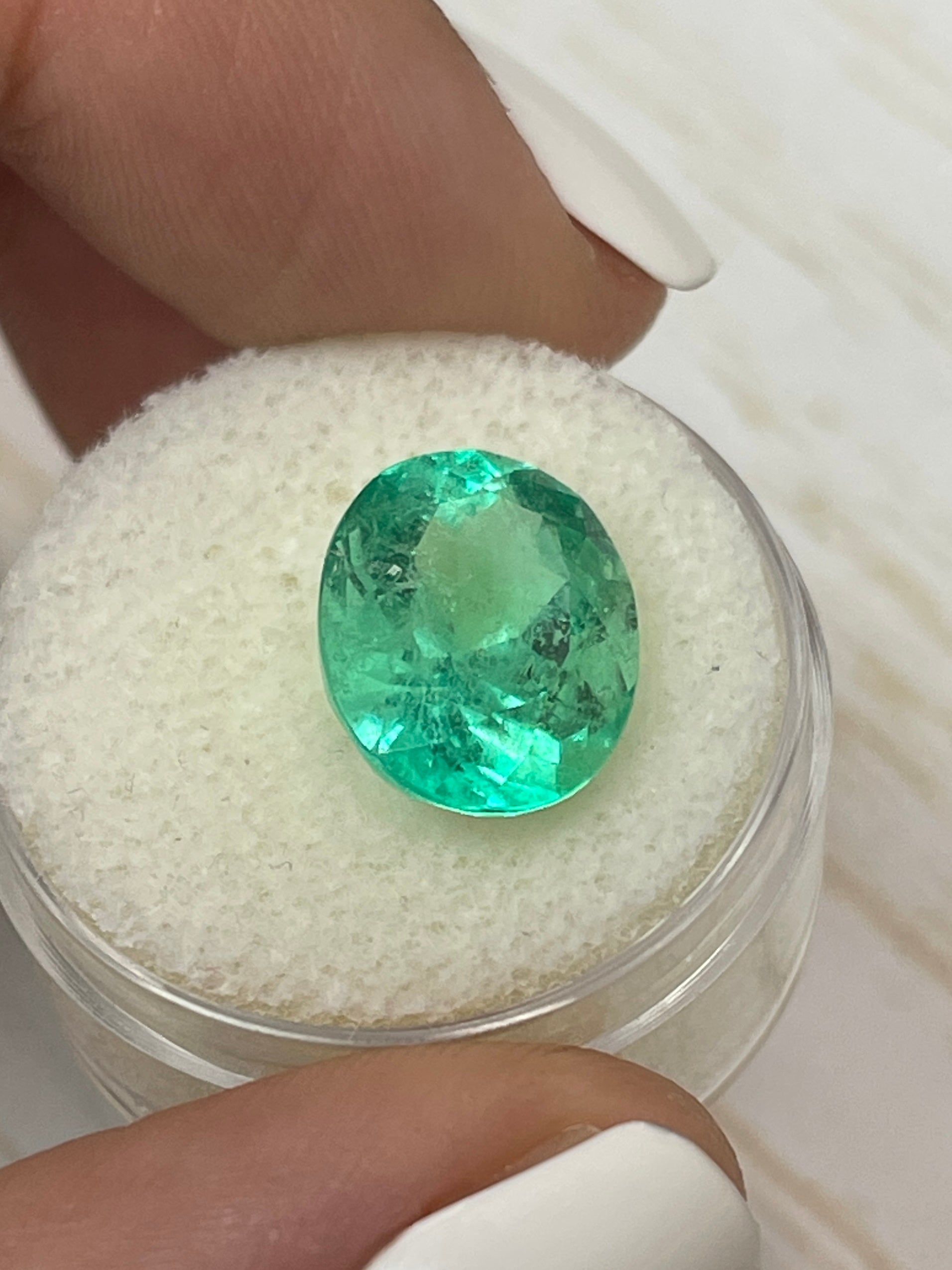 Medium Green 14x11 Oval Colombian Emerald - 6.86 Carats - Loose Gem