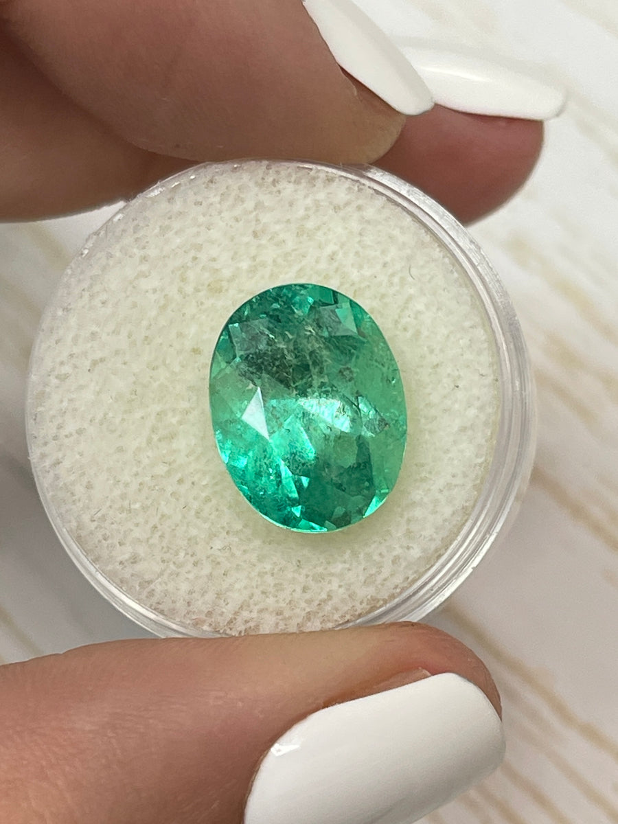 Emerald Gemstone - Oval Shape - 6.86 Carats - Vibrant Spring Green