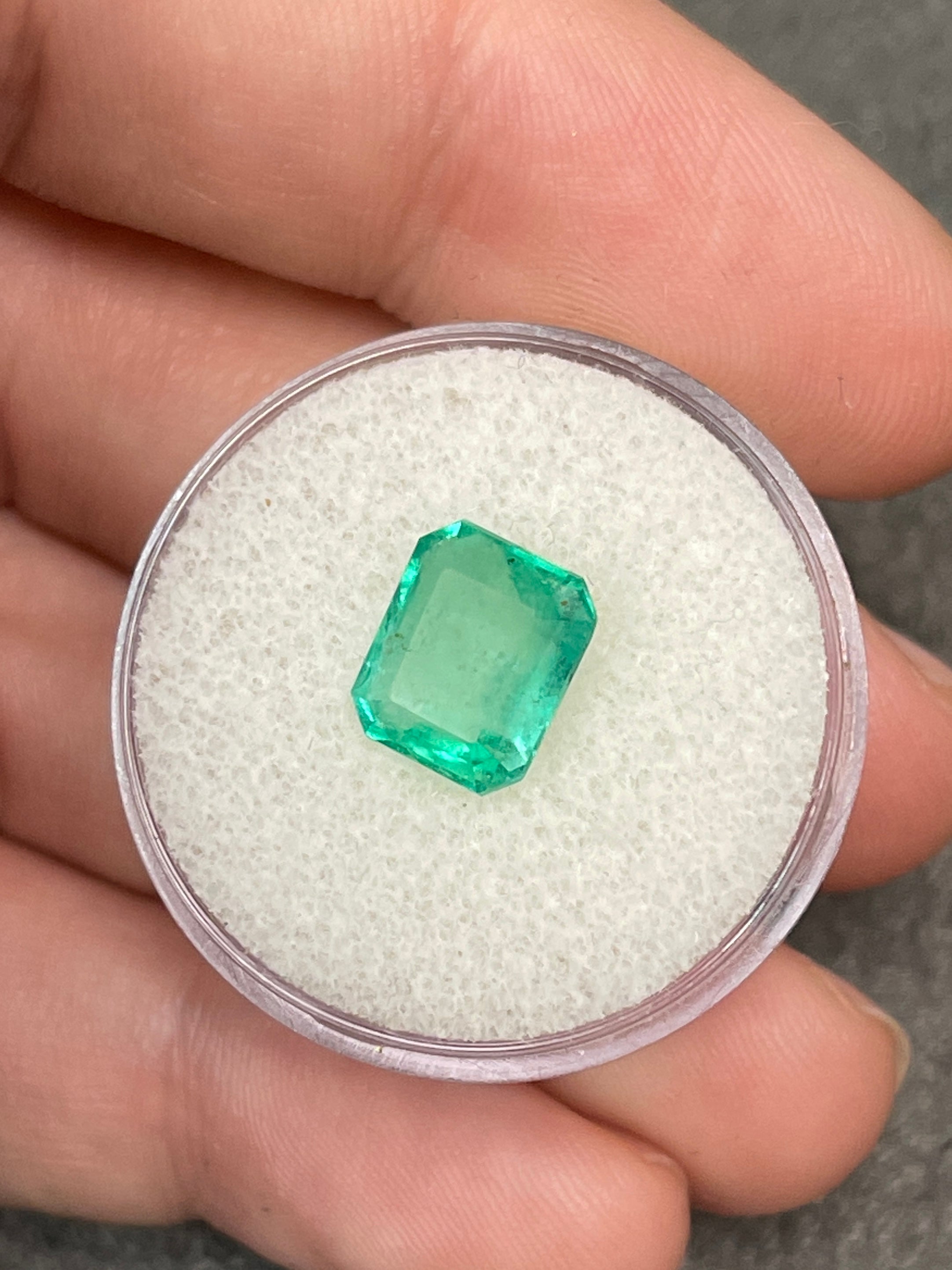 Elegant 2.81 Carat Chunky Emerald Cut Colombian Emerald