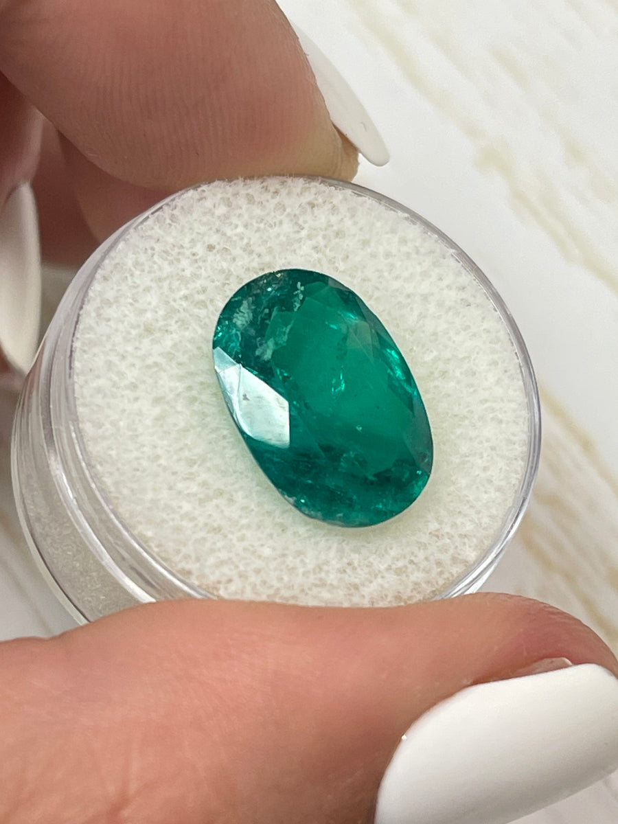 Vivid Muzo Green Colombian Emerald - 7.22 Carat Oval Gemstone