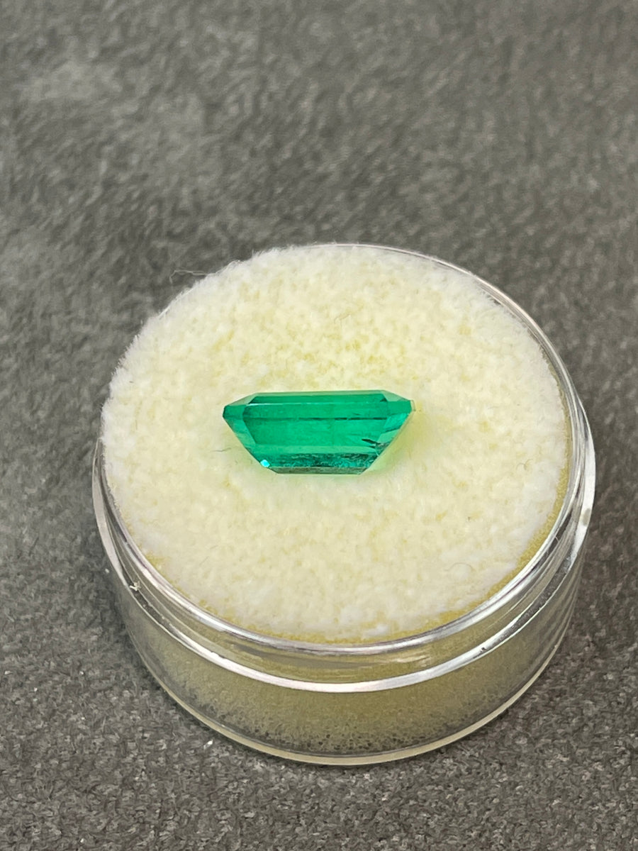 Elongated Emerald Cut Colombian Emerald - 2.82 Carat in Rare Bluish Green Hue