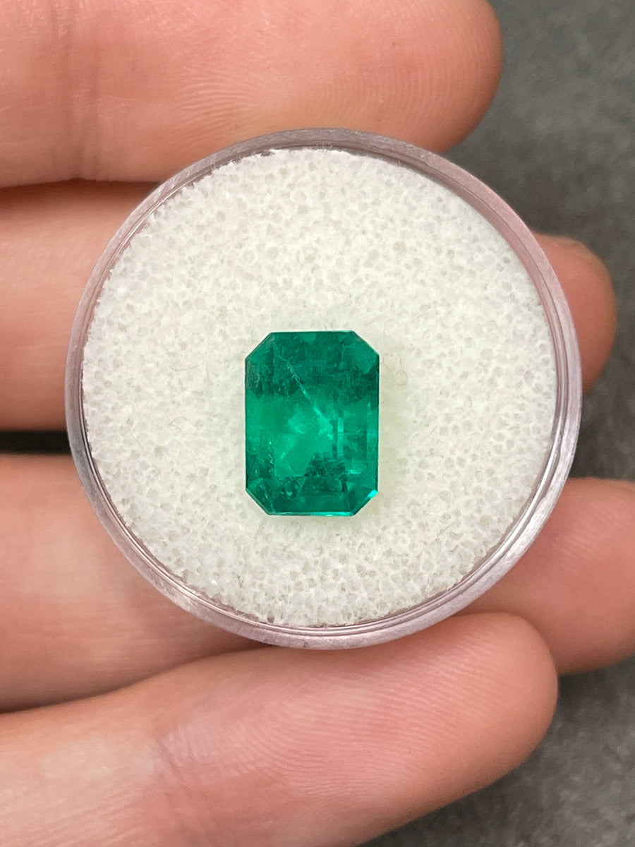 2.88 Carat Intense Green Natural Loose Colombian Emerald- Emerald Cut