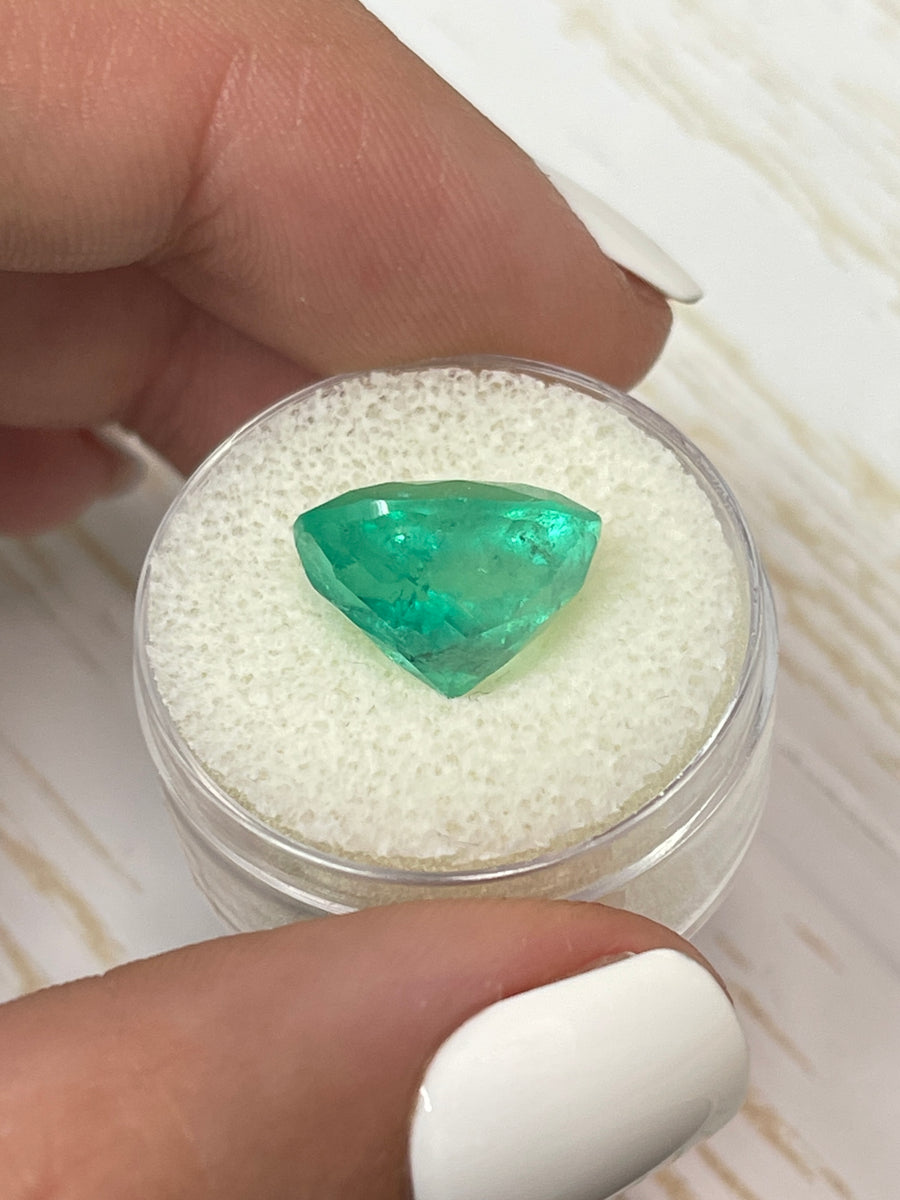 Yellow-Green Natural Colombian Emerald - 7.80 Carat Oval Faceted Gem