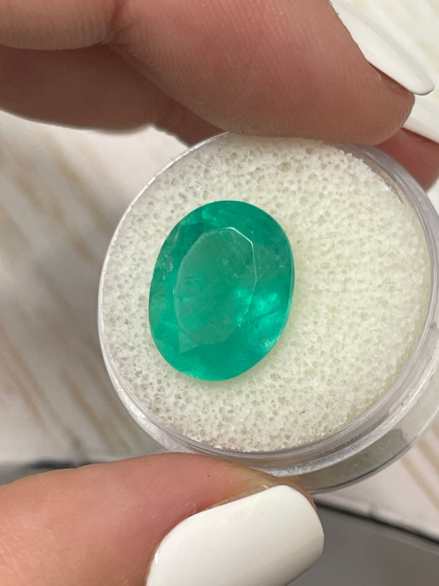 8.10 Carat Oval Shaped Colombian Emerald - Natural Bluish Green