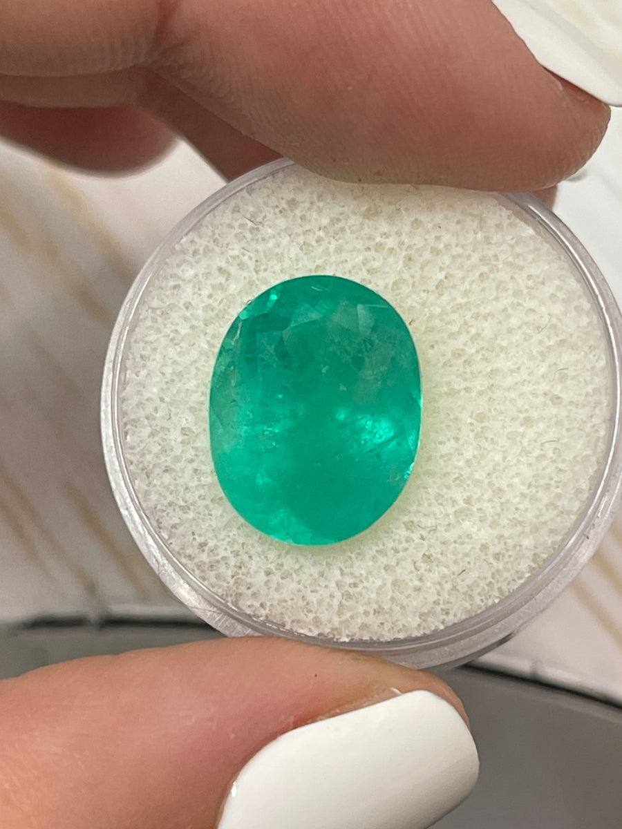 8.10 Carat Loose Colombian Emerald with Oval Cut - Greenish Blue