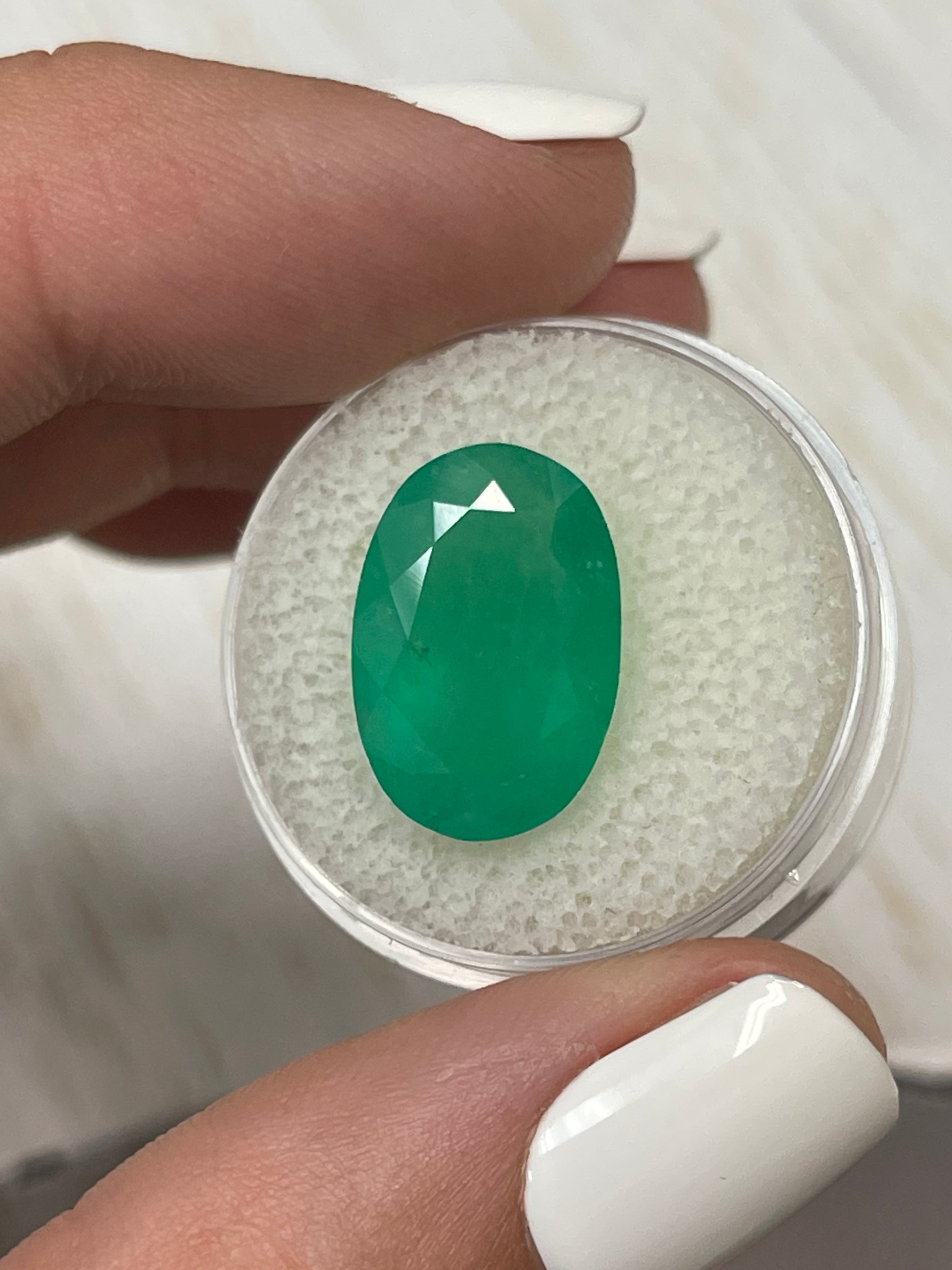 8.85 Carat Oval Cut Colombian Emerald - Vibrant Grassy Green Shade