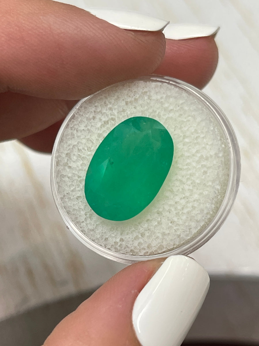 Elongated 8.85 Carat Natural Colombian Emerald - Oval Cut Gemstone