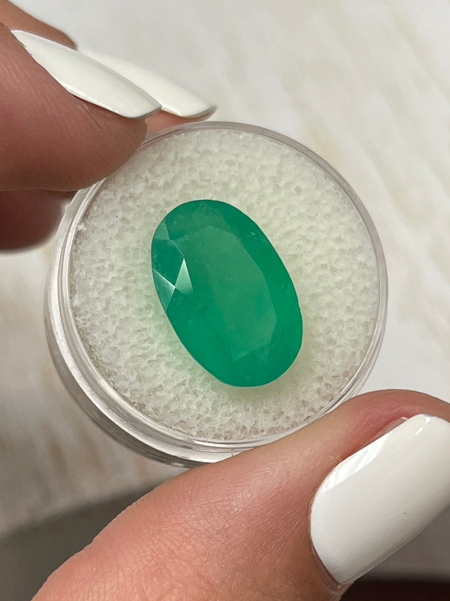 Oval Shaped 8.85 Carat Colombian Emerald - Exquisite Grassy Green