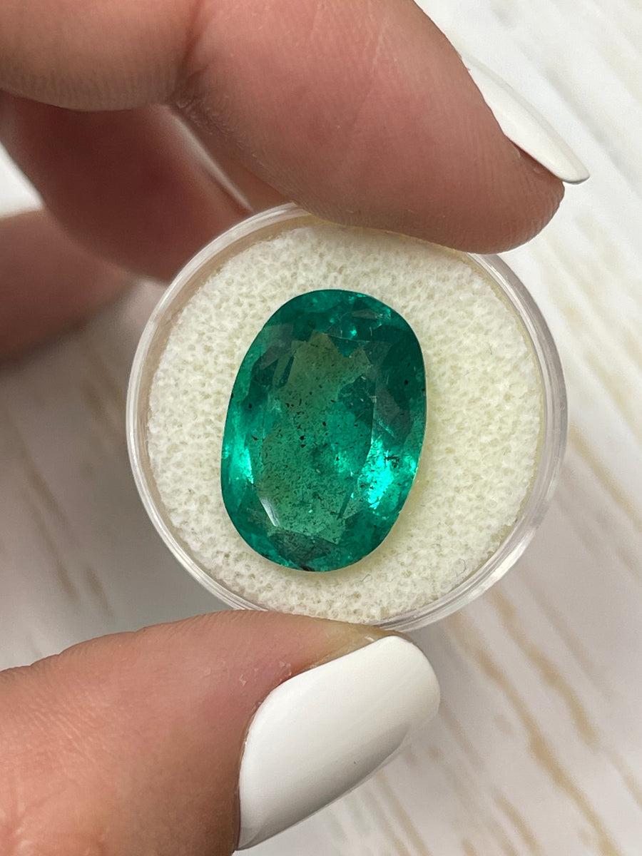 18x13mm Natural Colombian Emerald - Rich Green Oval Stone, 12.42 Carats