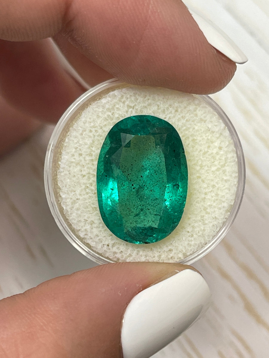 Oval Shaped 12.42 Carat Colombian Emerald - Gorgeous Natural Green Jewel