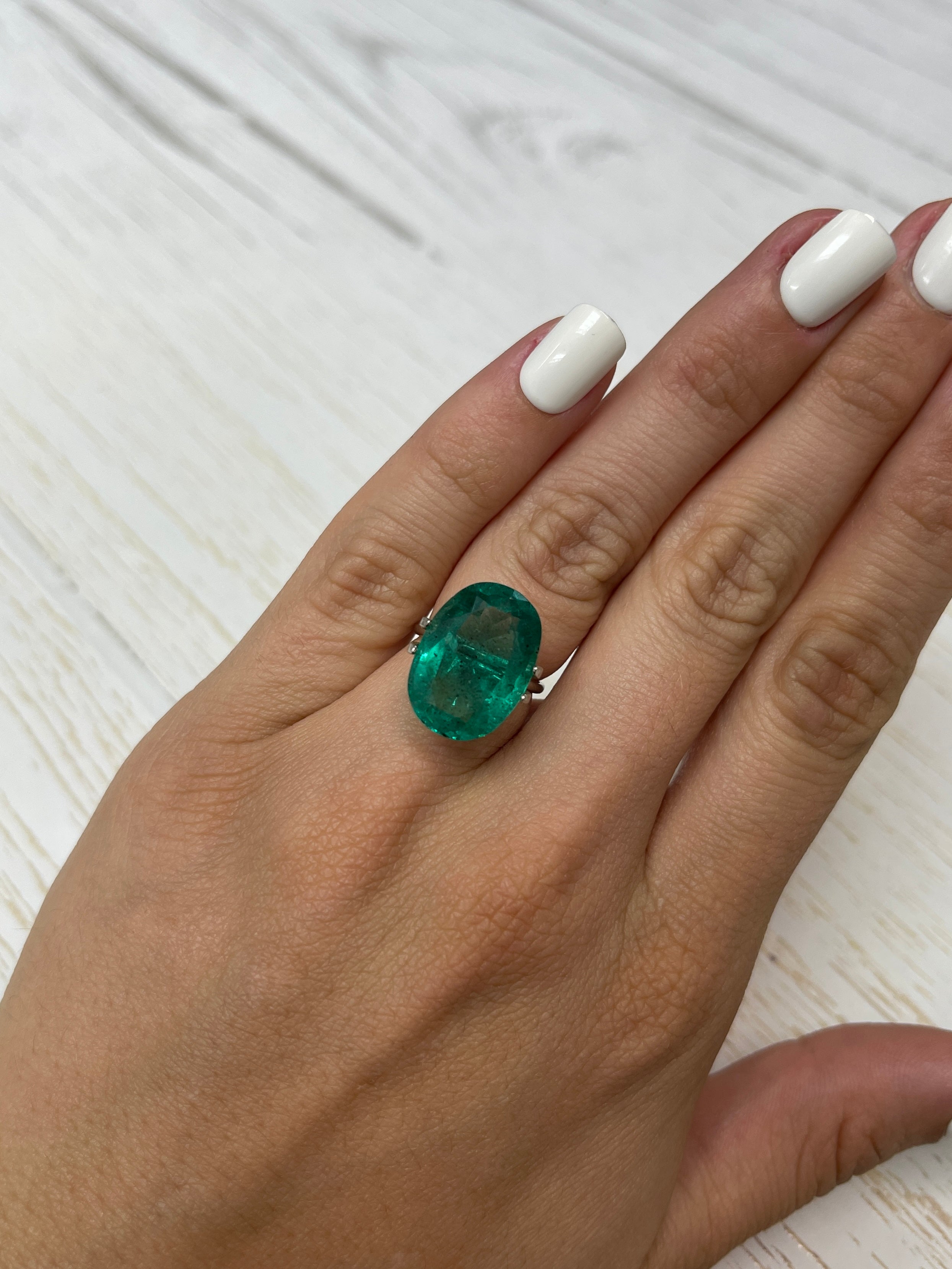 12.42 Carat 18x13 Freckled Rich Green Natural Loose Colombian Emerald-Oval Cut - JR Colombian Emeralds