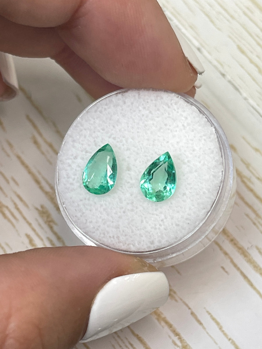 Two 8.5x6mm Colombian Emeralds - Matching Pear Shaped Gemstones
