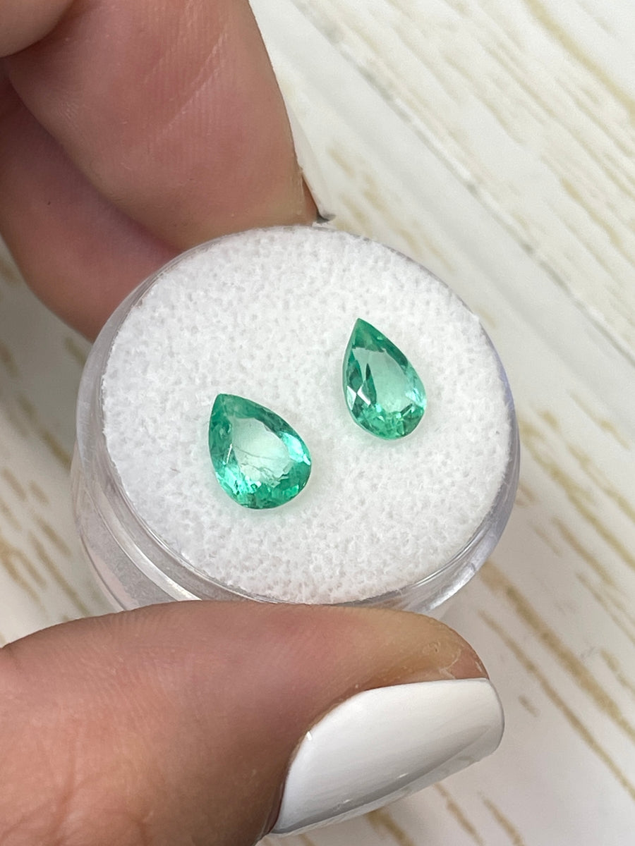 Colombian Emeralds - A Set of Two 8.5x6mm Pear Shaped Gems (2.01tcw)