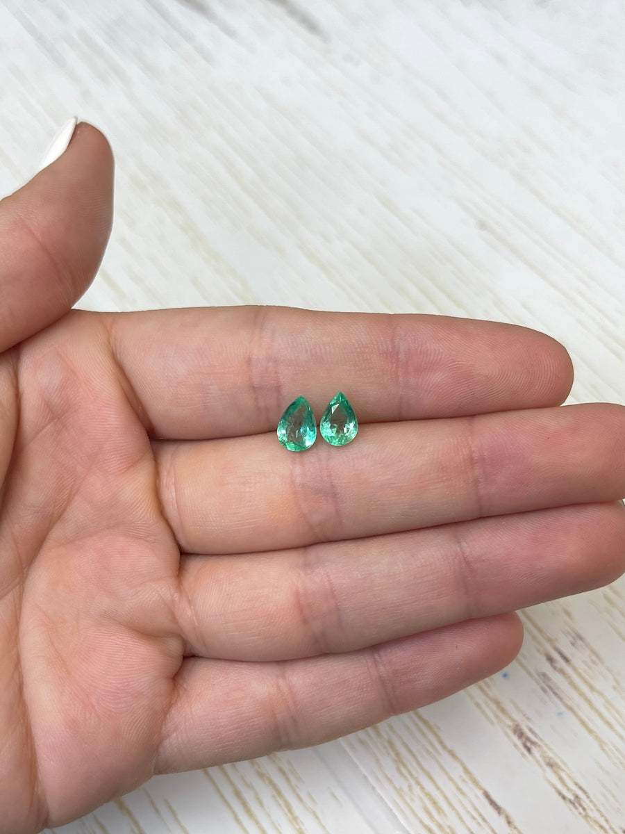 Elegant Pair of Loose Colombian Emeralds - 2.01 Carats Total, Pear Cut