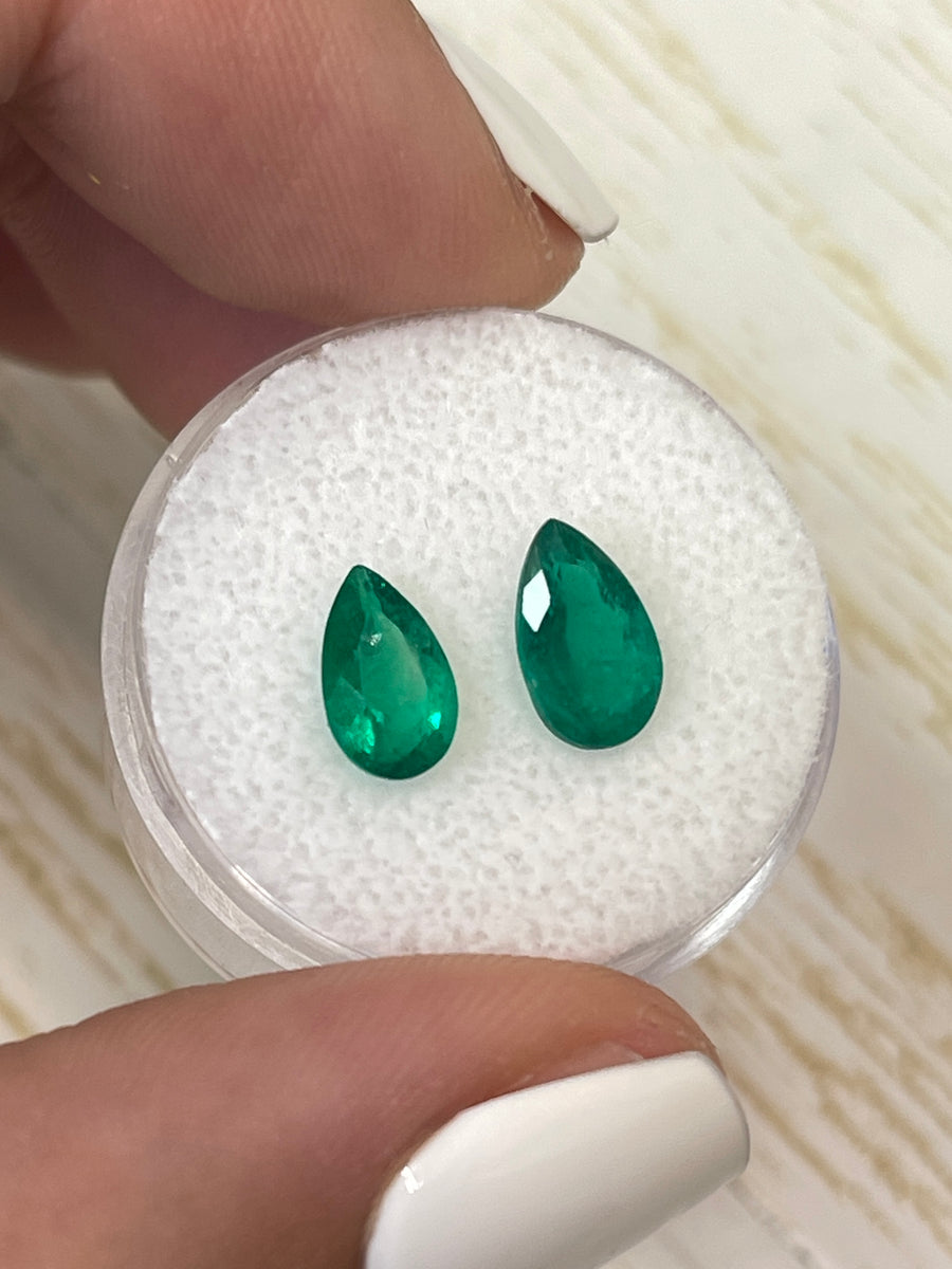 Emerald Gemstones Set: 9x5.5 Pear-Cut Colombian Emeralds - 2.04 Total Carats