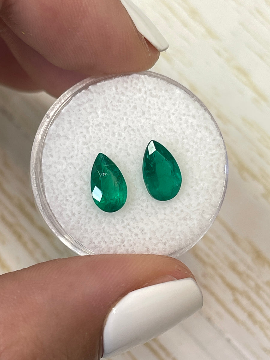 Muzo Green Colombian Emeralds - 2.04ctw, Matching Pear-Cut, Loose Stones