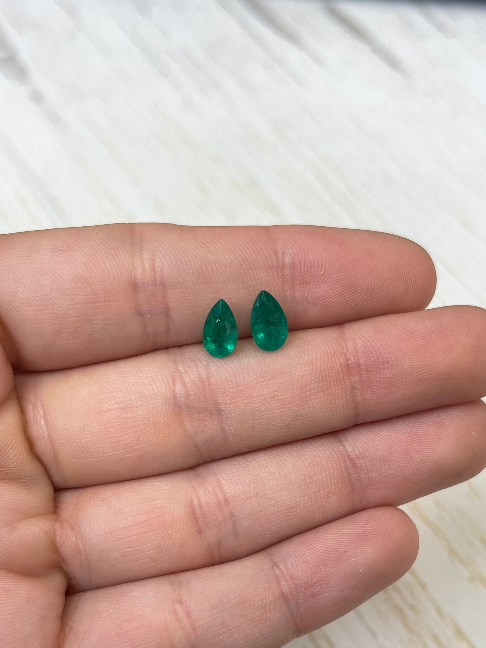 2.04tcw 9x5.5 Muzo Green Matching Loose Colombian Emeralds-Pear Cut - JR Colombian Emeralds