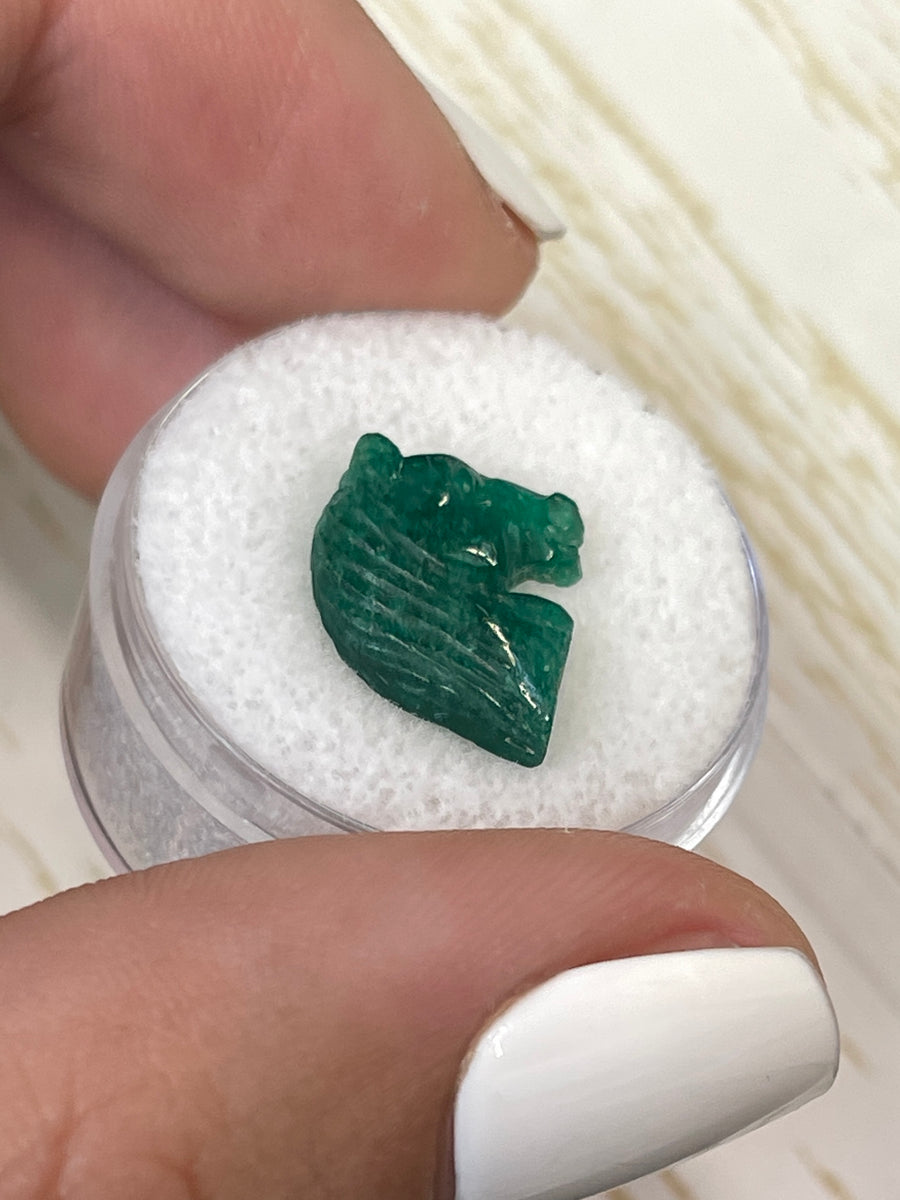 Exquisite 4.28 Carat Horse Head Emerald Pendant, 16mm x 13mm