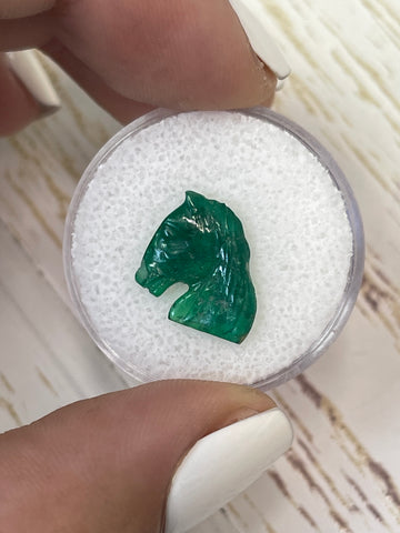 SEO-Optimized ALT Text for a 3.42 Carat Emerald Horse Head Sculpture