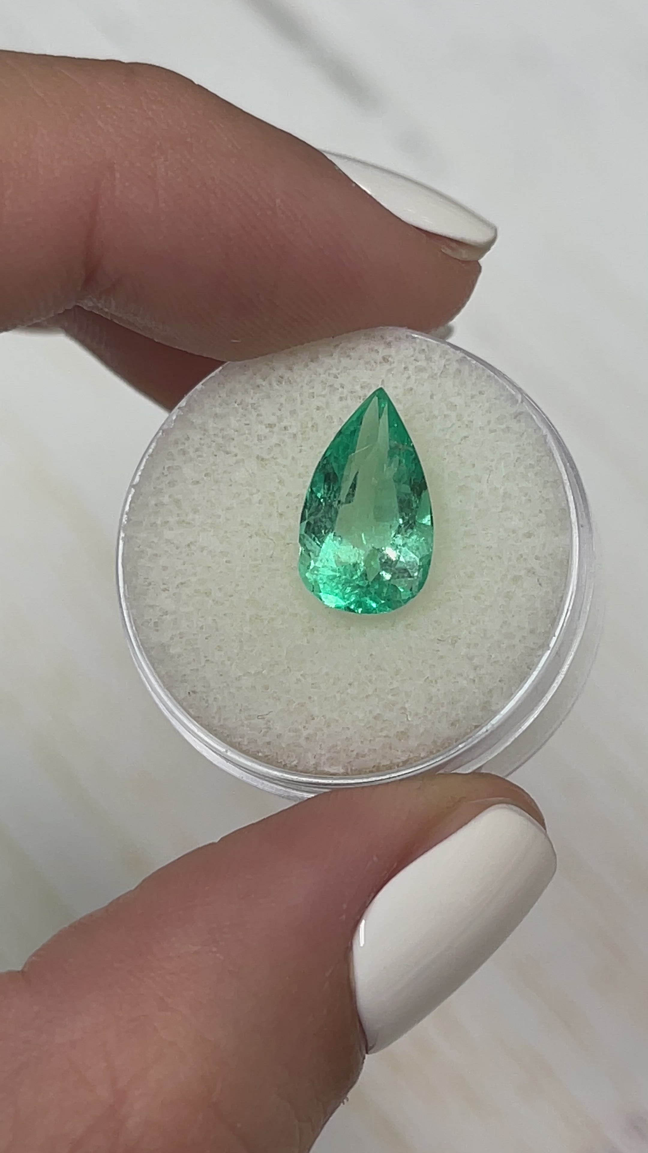 4.09 Carat 13x8 Vibrant Green Natural Loose Colombian Emerald-Pear Cut