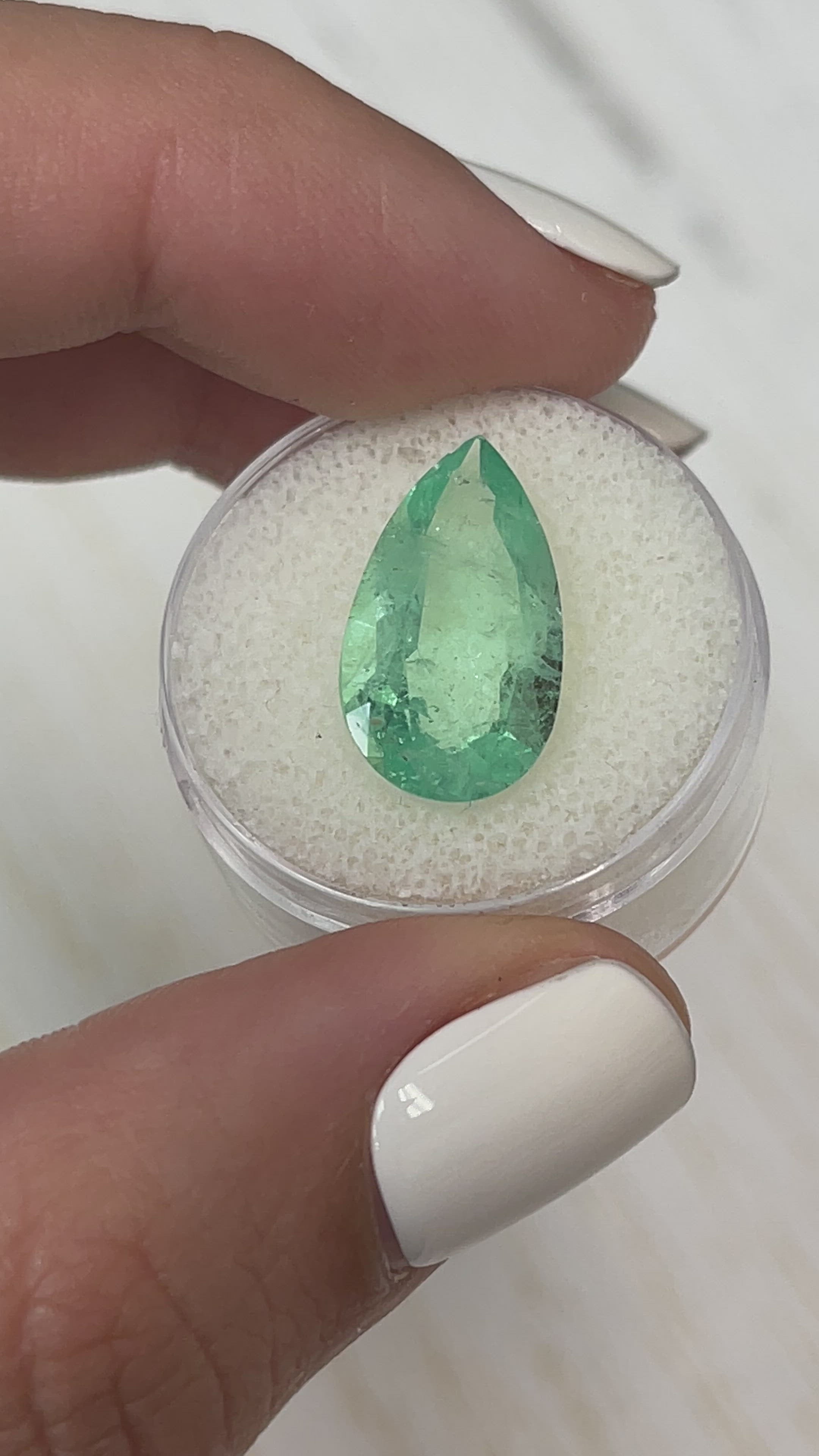 6.0 Carat 18x10 Light Green Natural Loose Colombian Emerald-Pear Cut