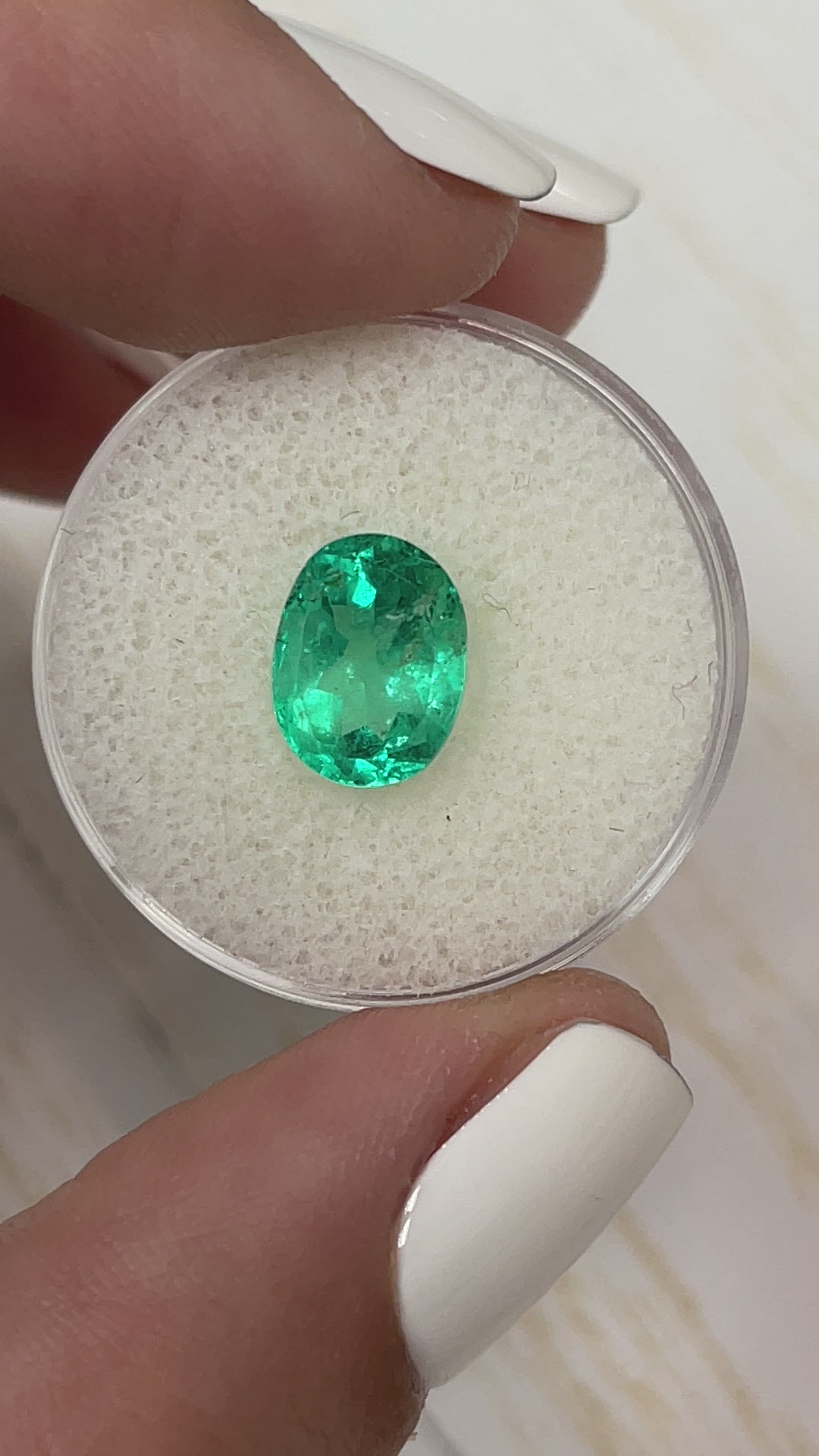 2.90 Carat 10x8 Bluish Green Natural Loose Colombian Emerald-Oval Cut