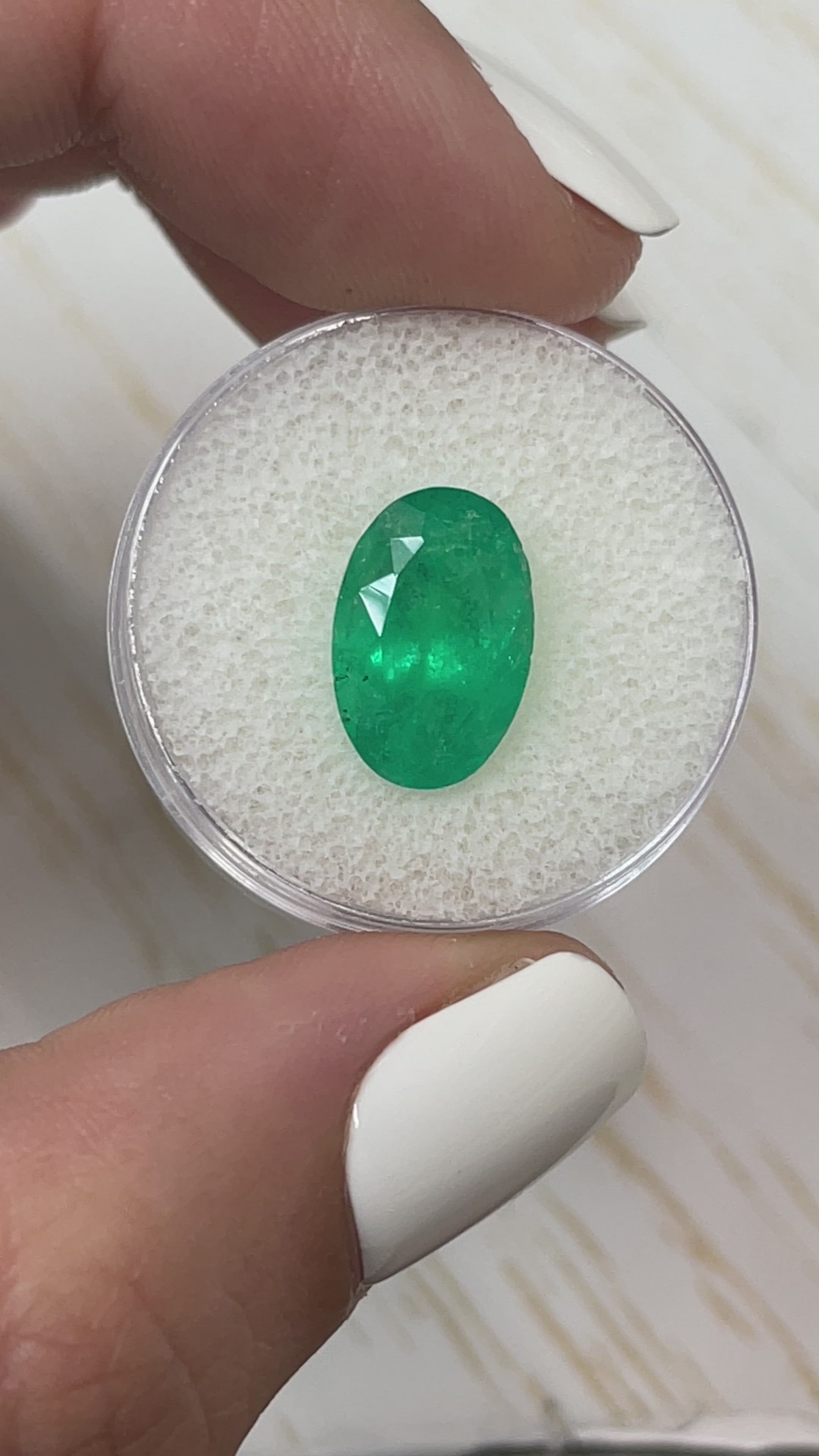 4.52 Carat Elongated Grassy Green Natural Loose Colombian Emerald-Oval Cut