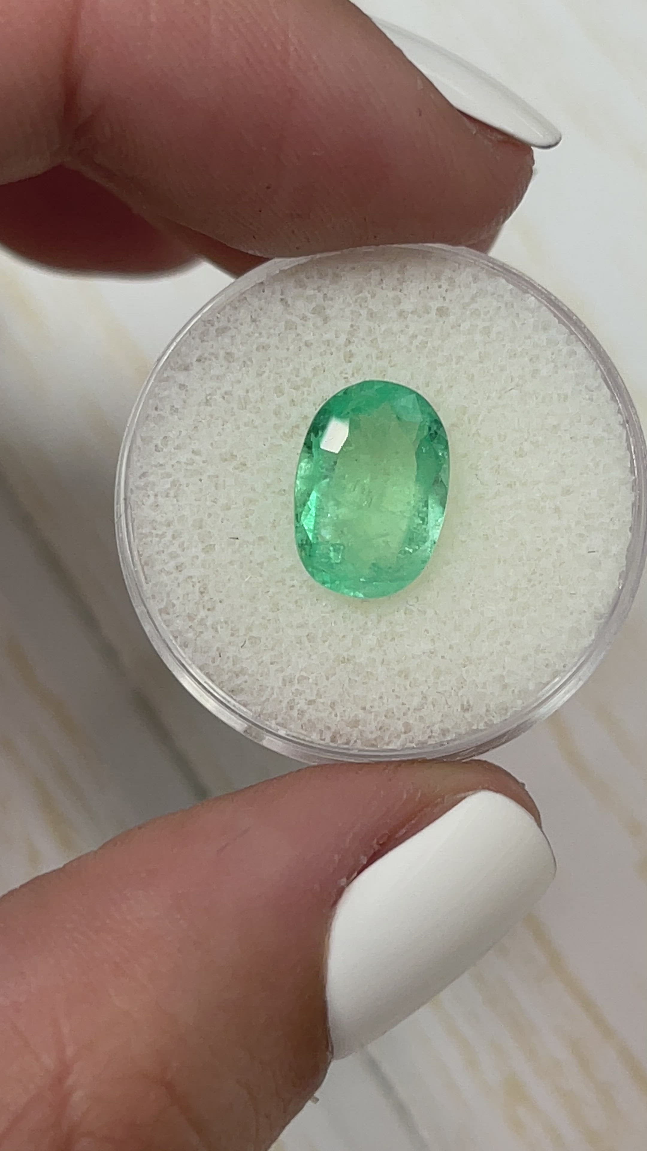 2.78 Carat Light Yellowish Green Natural Loose Colombian Emerald-Oval Cut