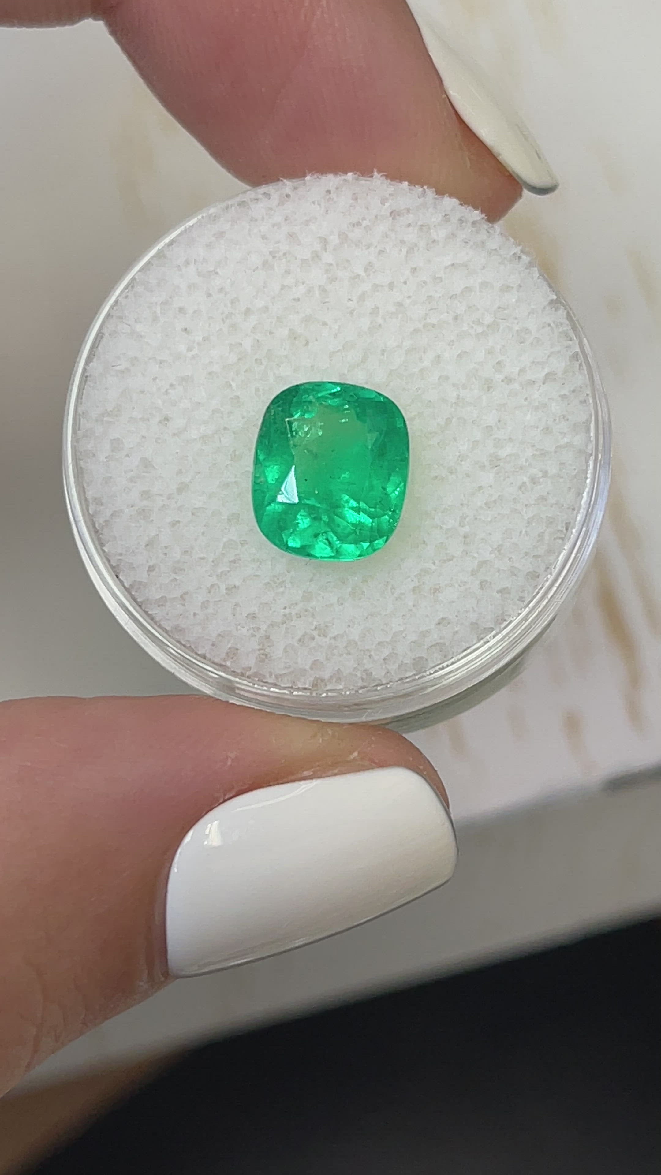 2.50 Carat Vivid Yellowish Green Natural Loose Colombian Emerald-Elongated Cushion Cut