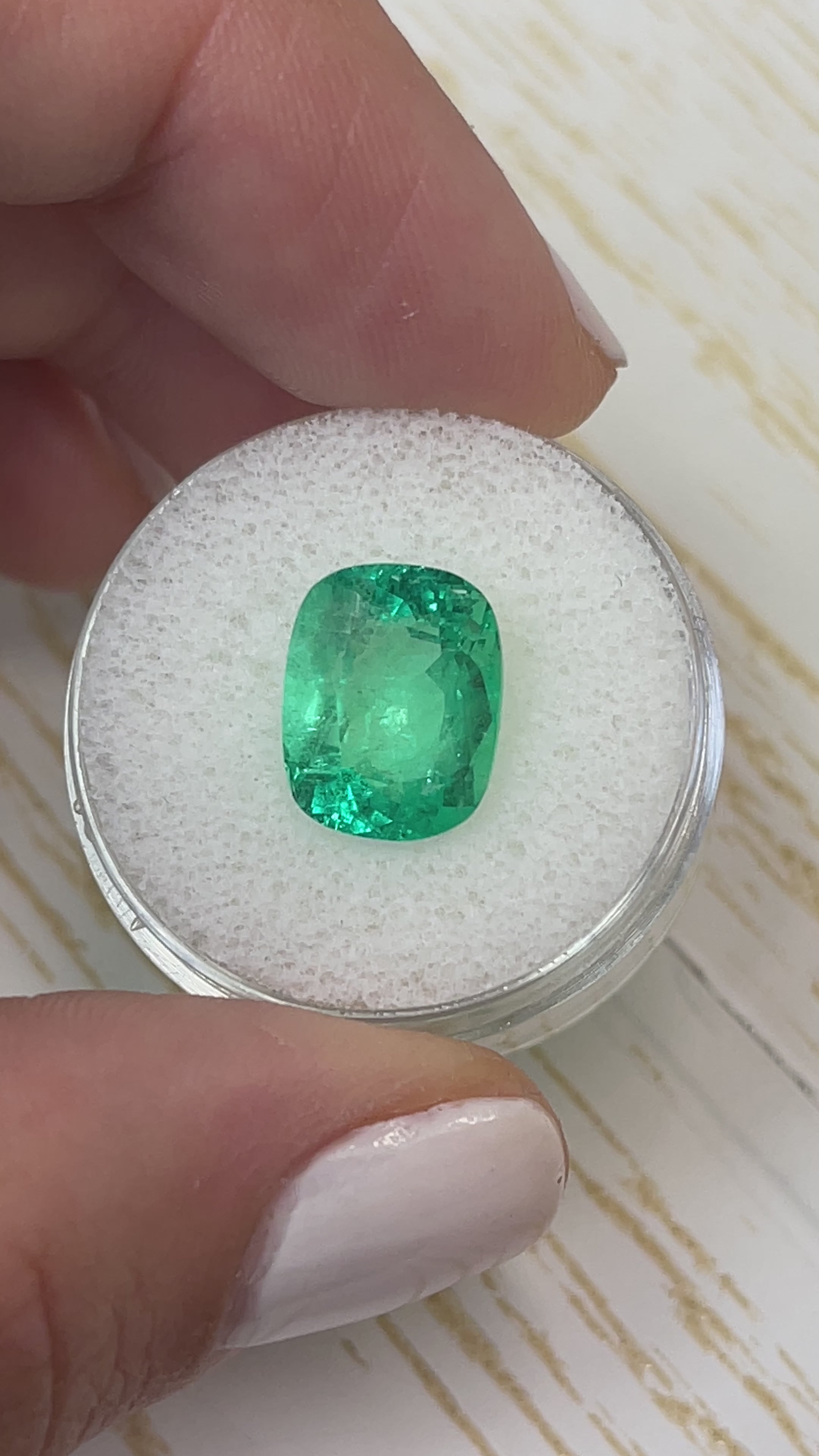 4.80 Carat 12x10 Medium Green Natural Loose Colombian Emerald-Elongated Cushion Cut