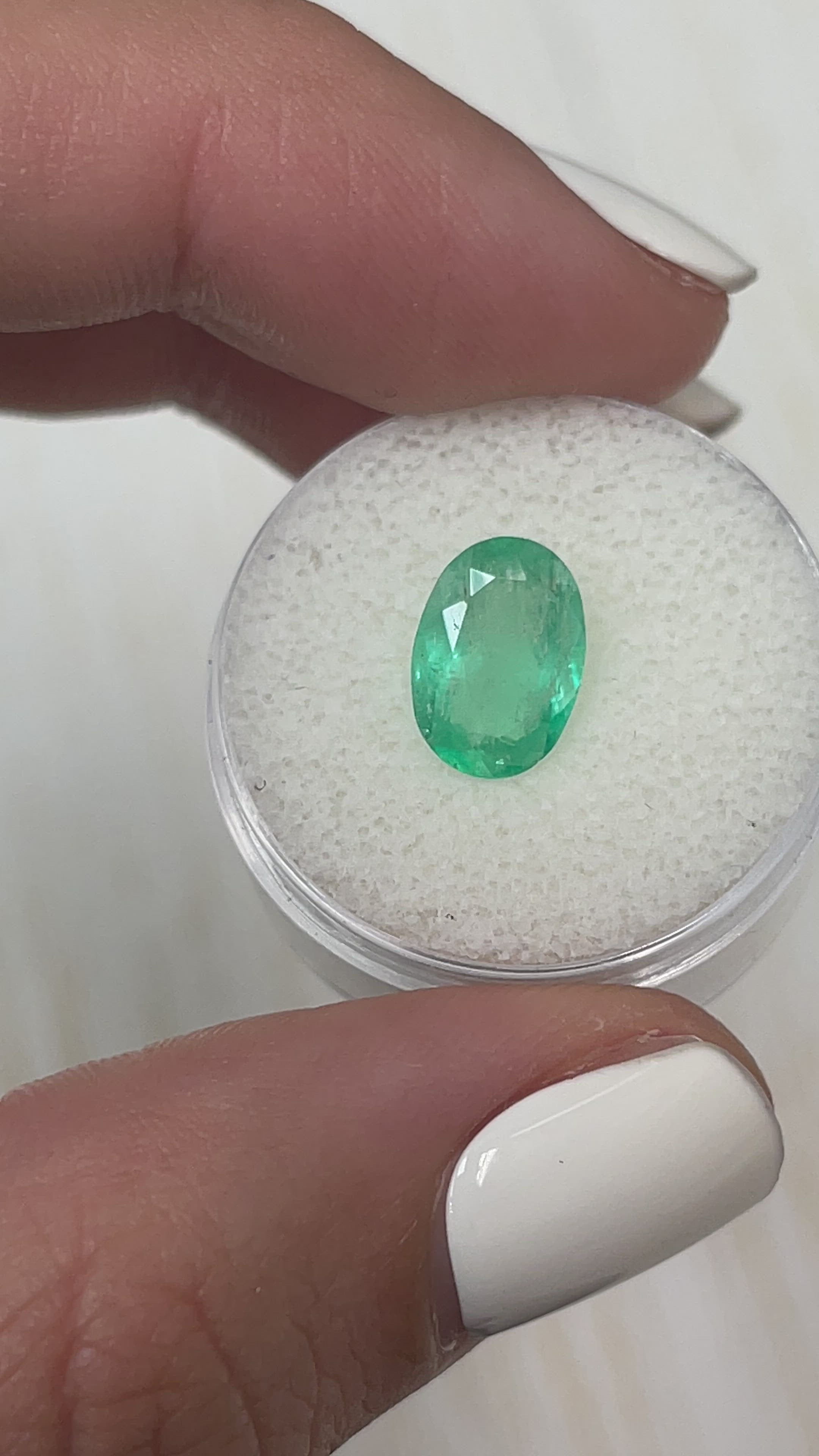 2.40 Carat Slender Medium Light Green Loose Colombian Emerald-Oval Cut