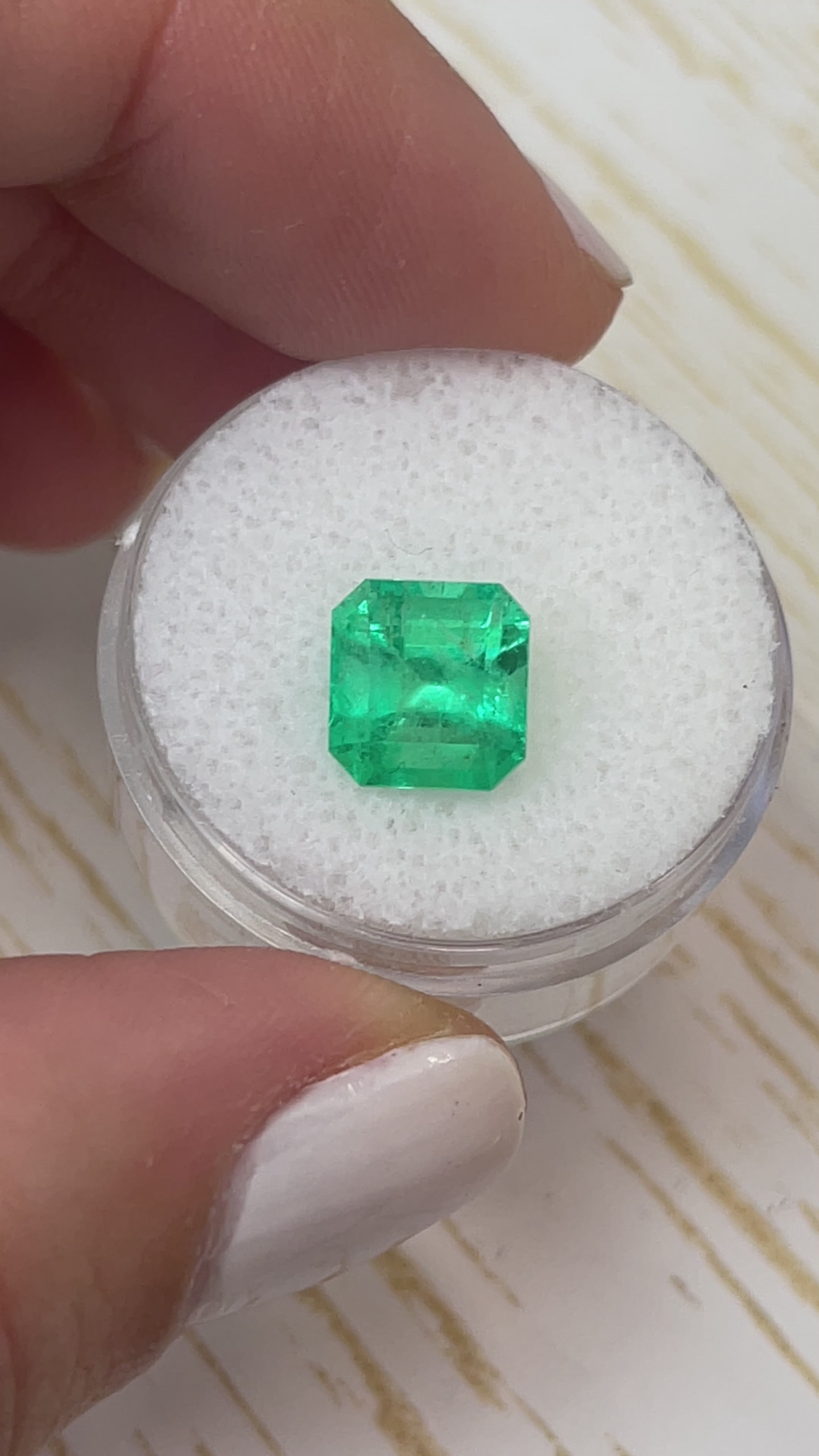 3.28 Carat 8.6x8.2 Spring Green Natural Loose Colombian Emerald-Asscher Cut