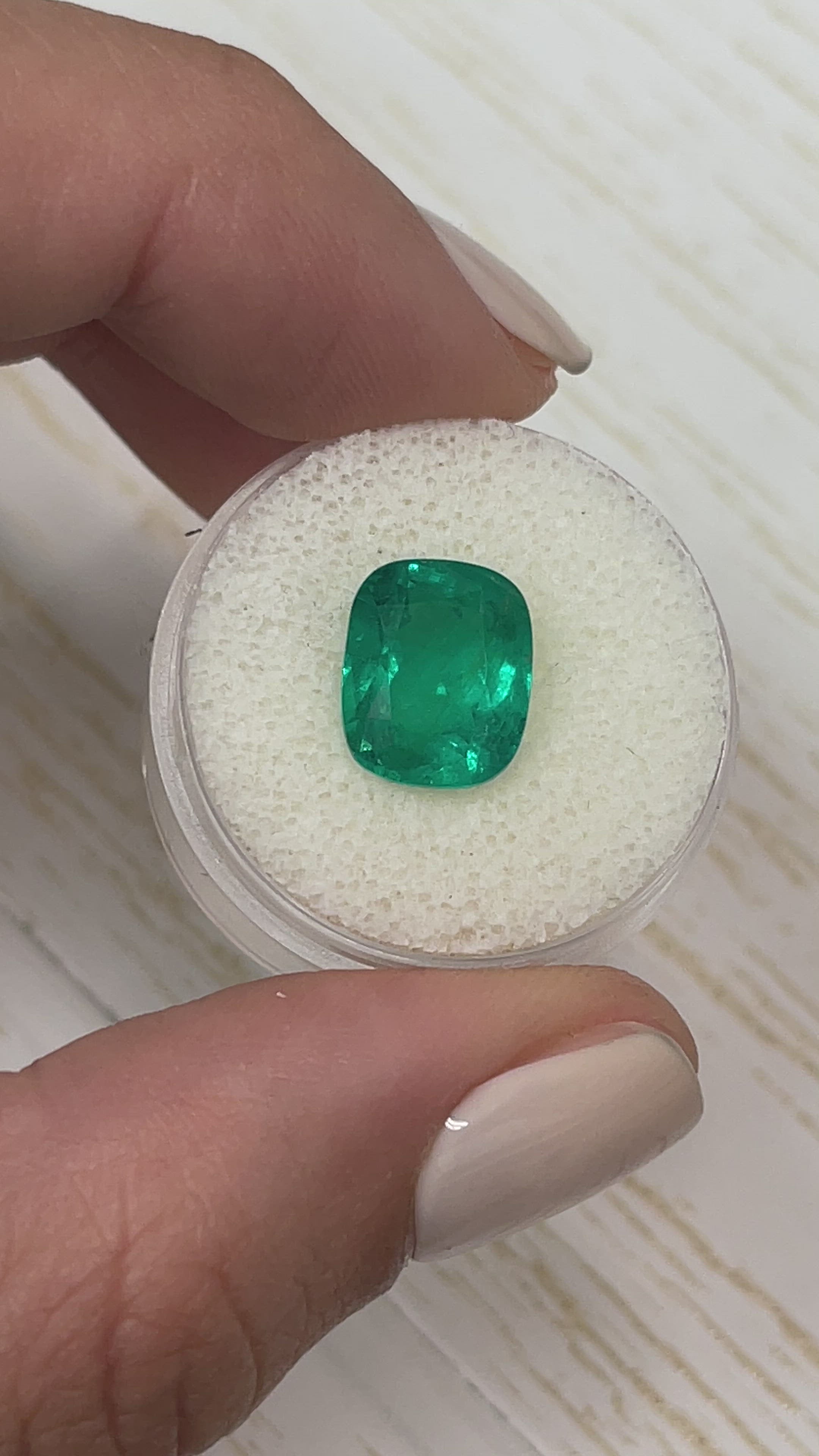 4.45 Carat 11x9 Vivid Muzo Green Natural Loose Colombian Emerald- Cushion Cut