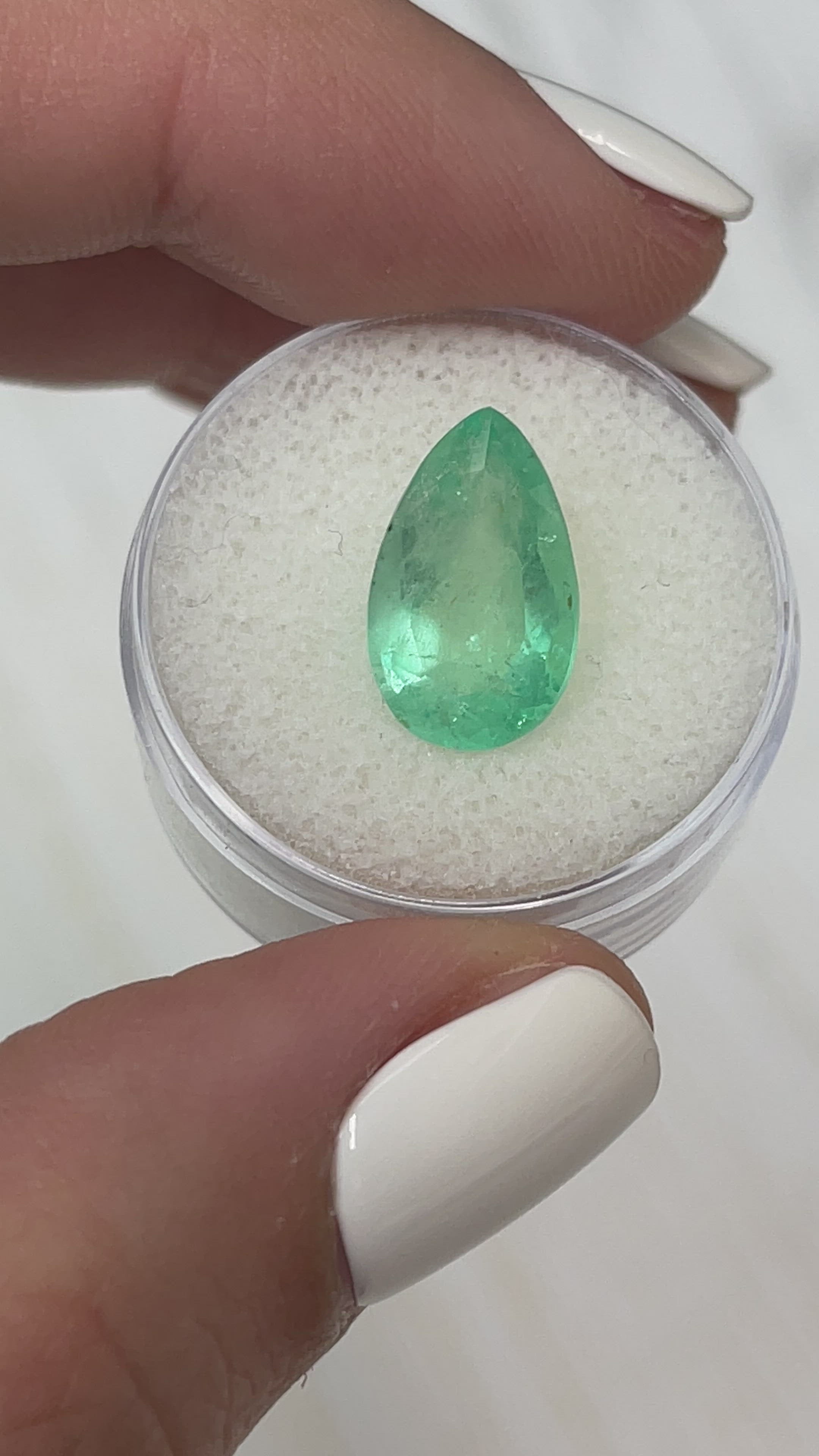 4.20 Carat Light Clean Green Natural Loose Colombian Emerald-Pear Cut