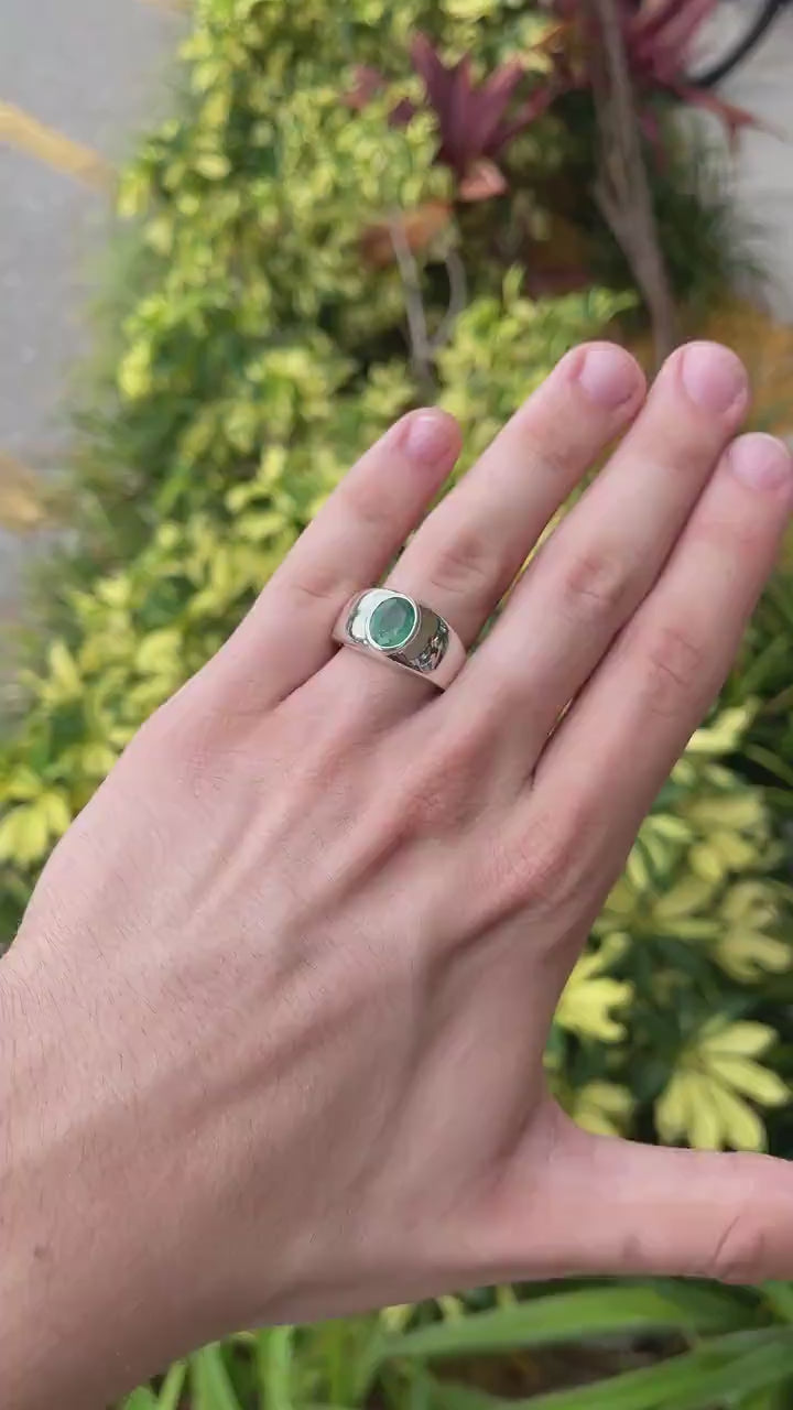 Emerald ring, oval cut ring, engagement ring, sterling silver popular