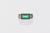 14K Geometric 2.0tcw Three Stone Emerald & Tapered Baguette Diamond Gypsy Ring