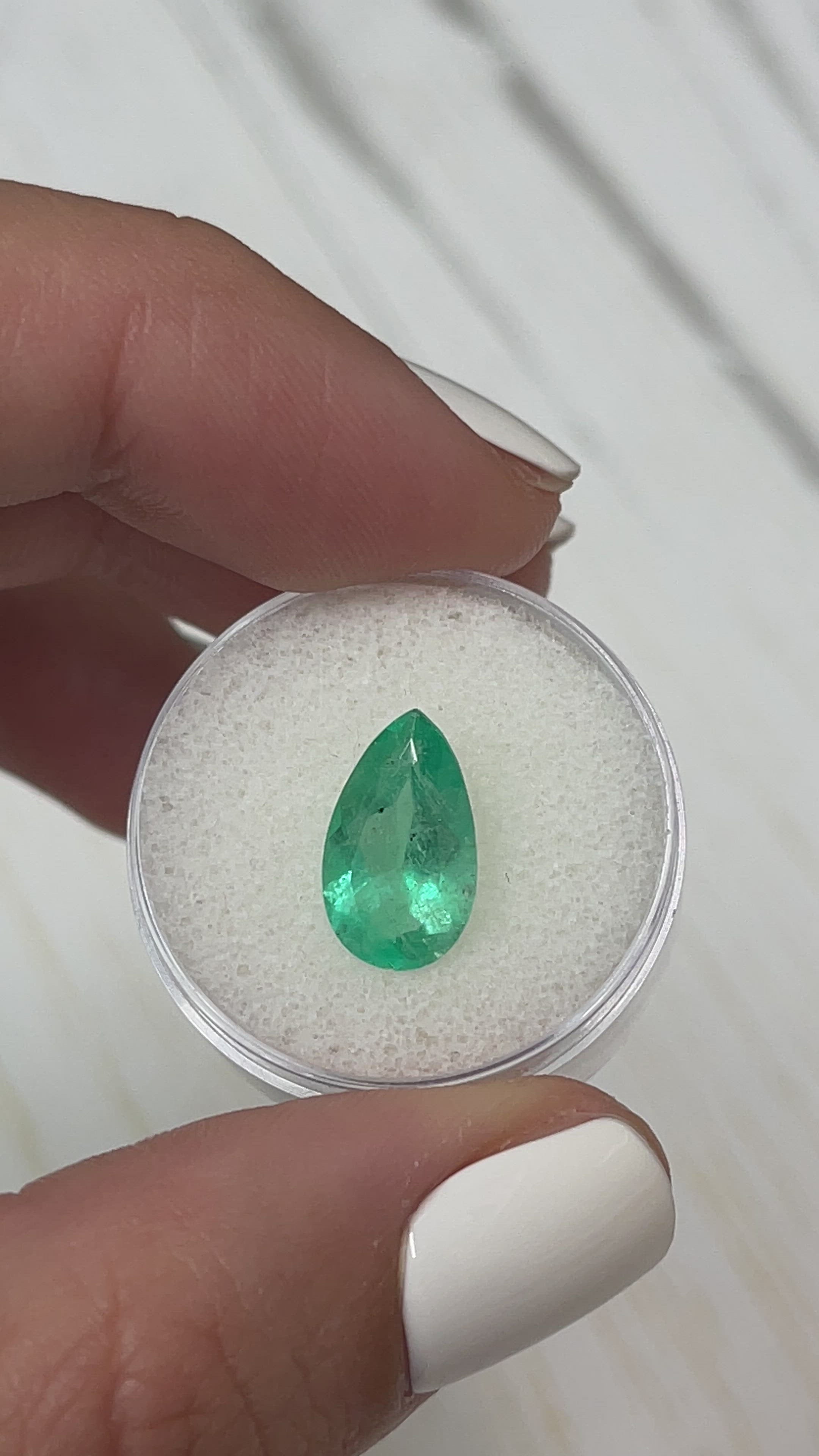 2.85 Carat Medium Light Green Natural Loose Colombian Emerald-Pear Cut