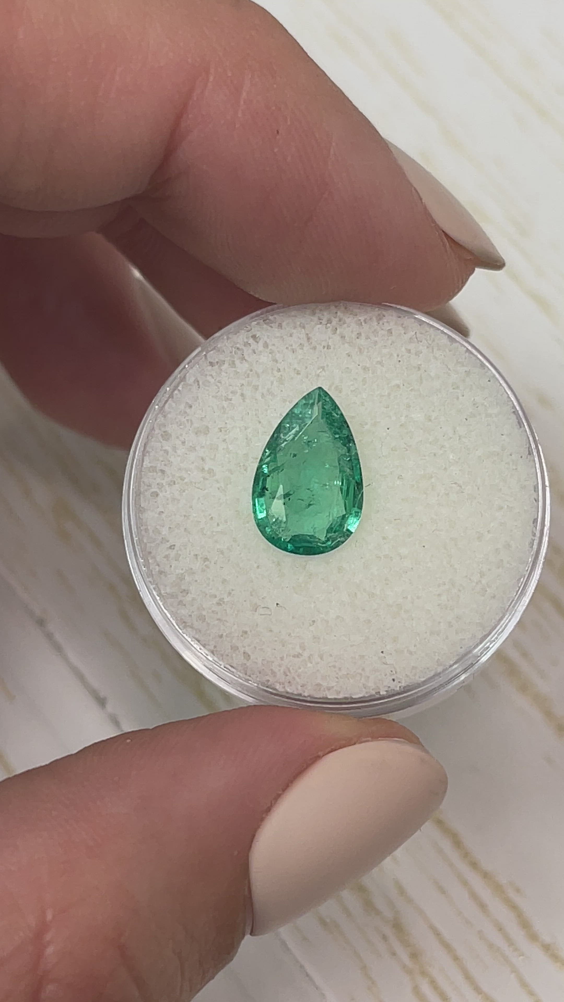 1.71 Carat Spready Green Natural Loose Zambian Emerald-Pear Cut