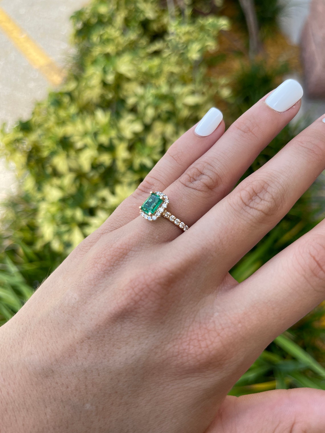 2.30tcw 14K High Quality Vivid Green Real Emerald & Diamond Halo Engagement Ring - JR Colombian Emeralds