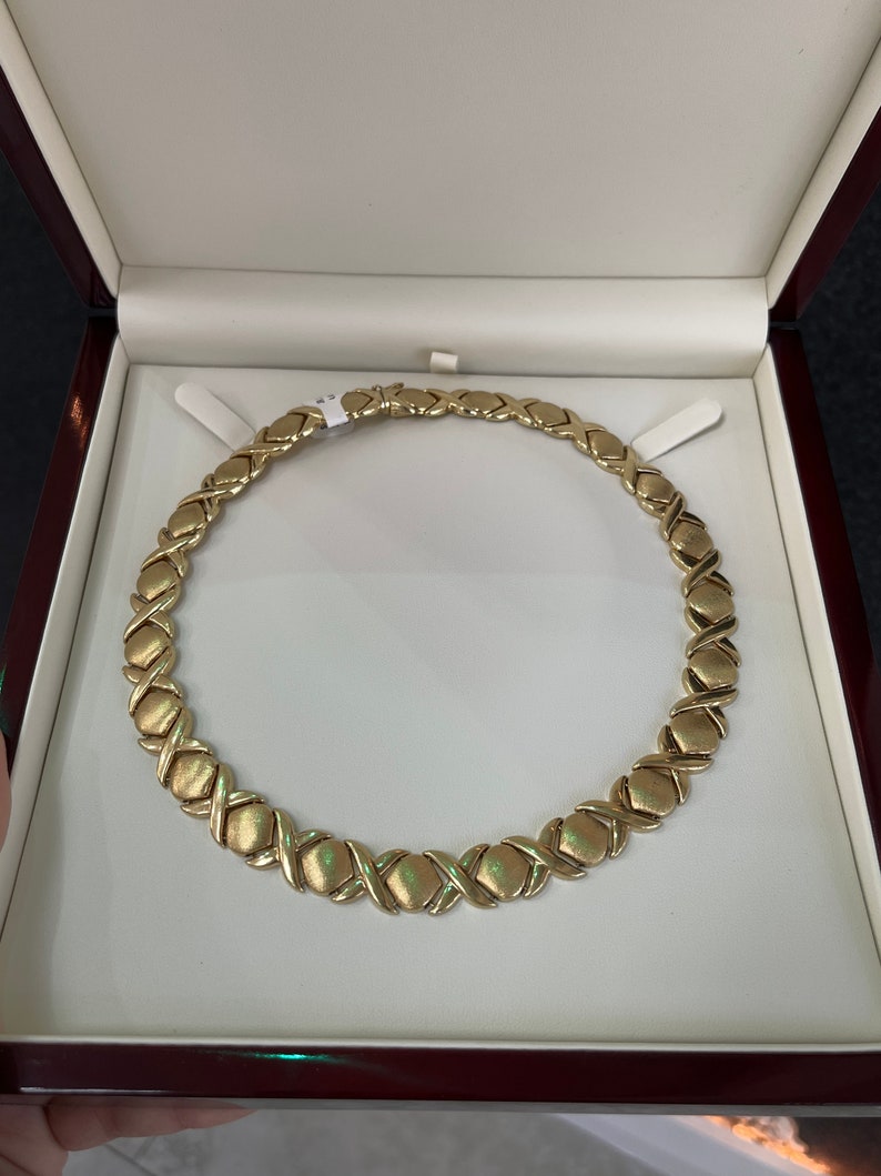 13.35MM 14K Solid Yellow Gold Irregular Chain Pattern XOXO