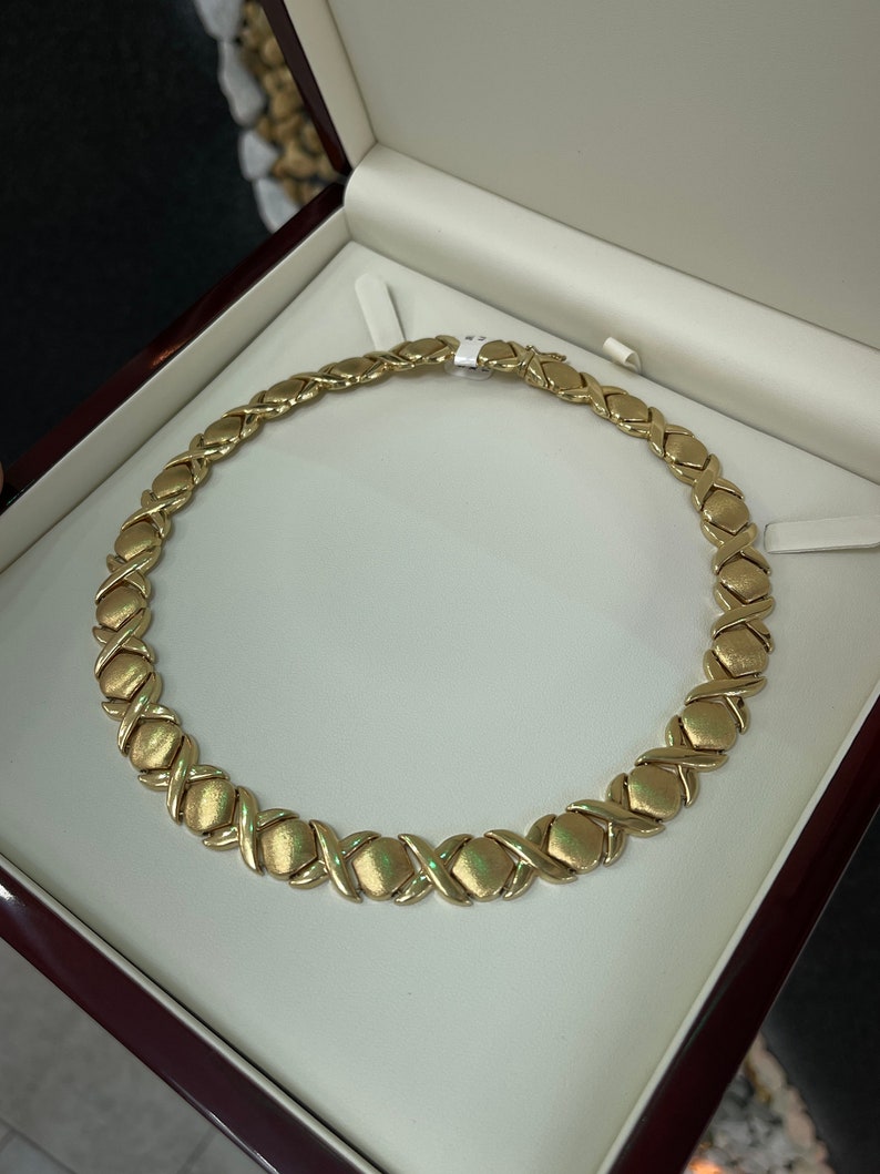 13.35MM 14K Solid Yellow Gold Irregular Chain Pattern XOXO