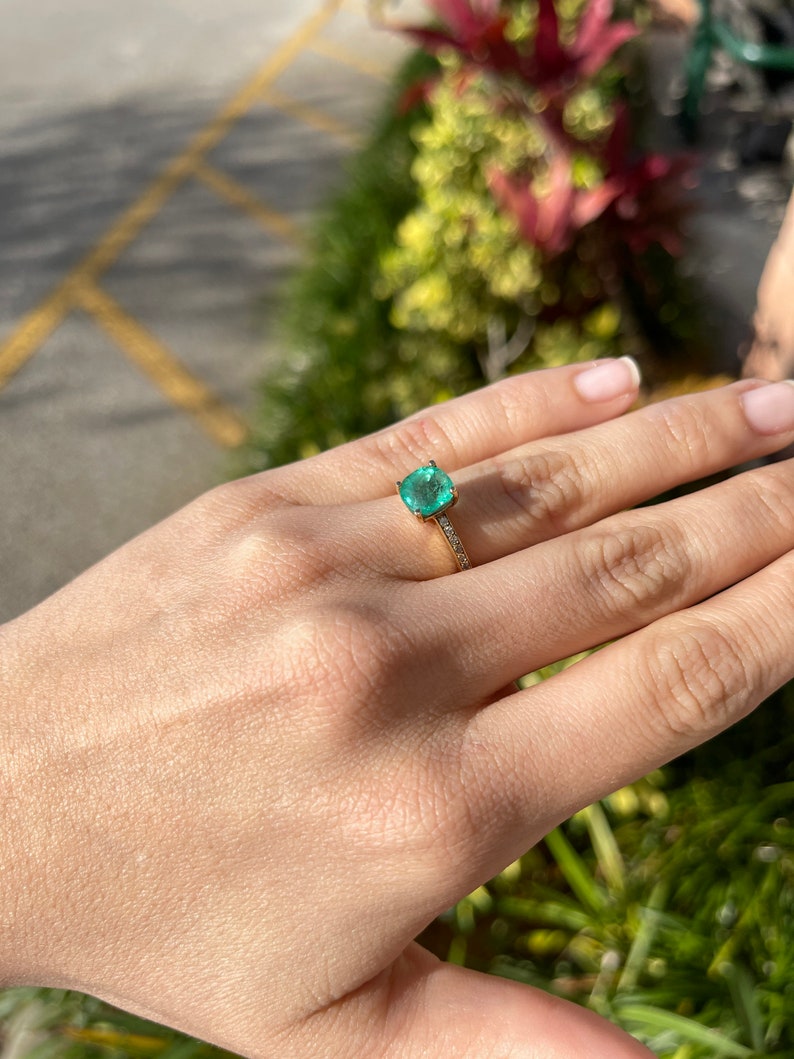  Colombian Emerald & Diamond Accent  Engagement Ring