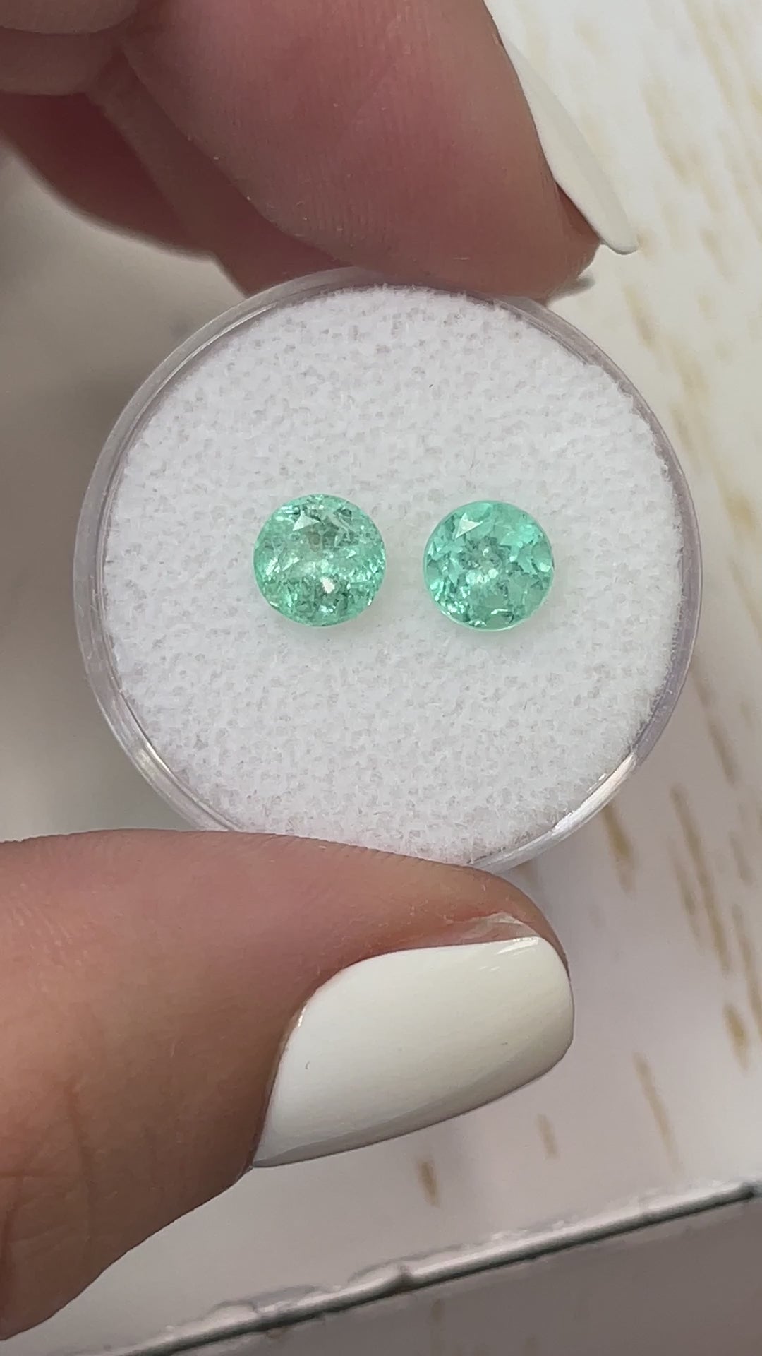 1.85tcw 6x6 Matching Light Green Natural Round Loose Colombian Emeralds