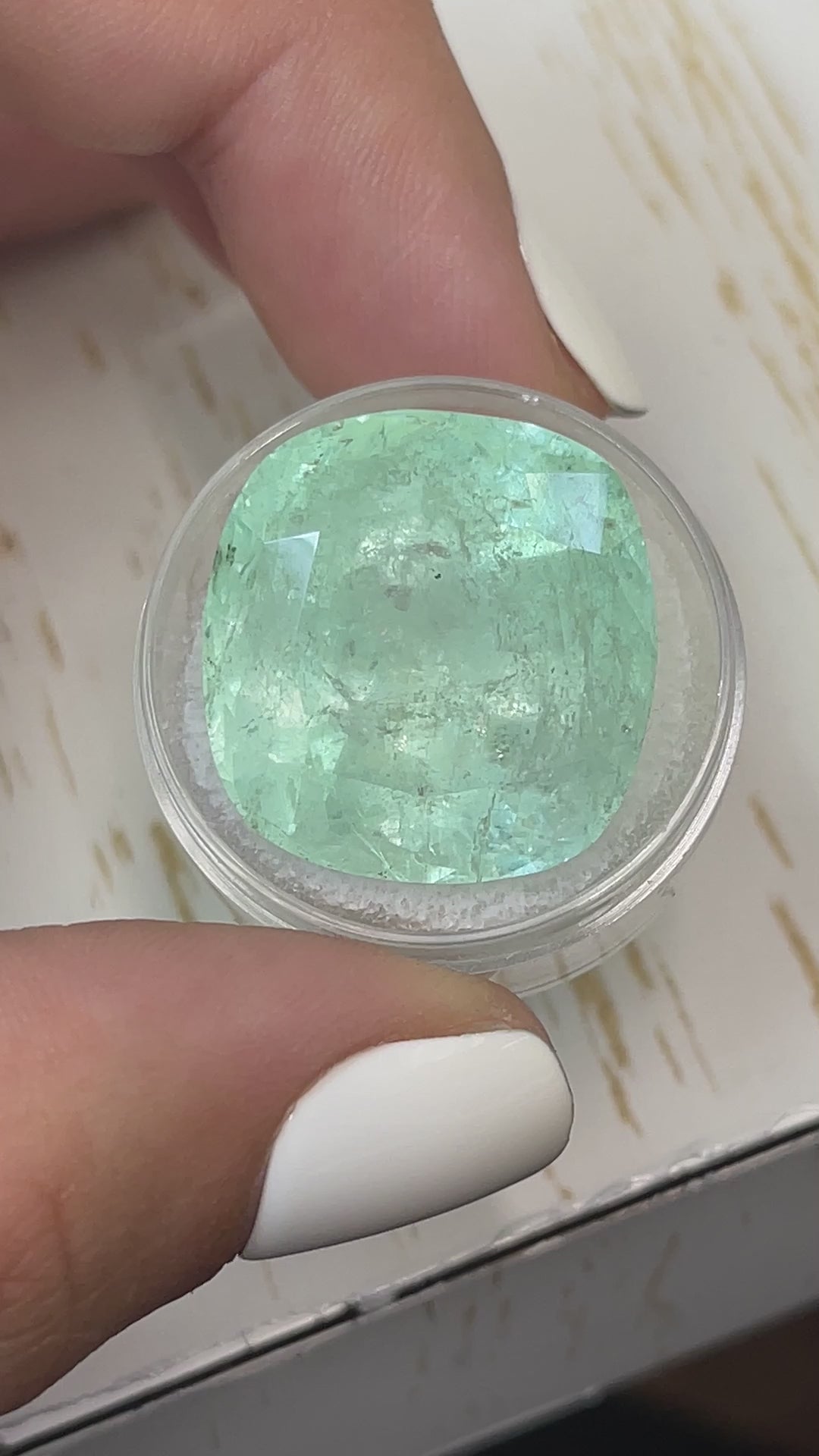 46.22 Carat 22x21 Seafoam Green Natural Loose Colombian Emerald-Cushion Cut