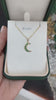 0.40-Carats 14K Real Natural Gold Emerald Round Cut Crescent Half Moon Pendant Necklace