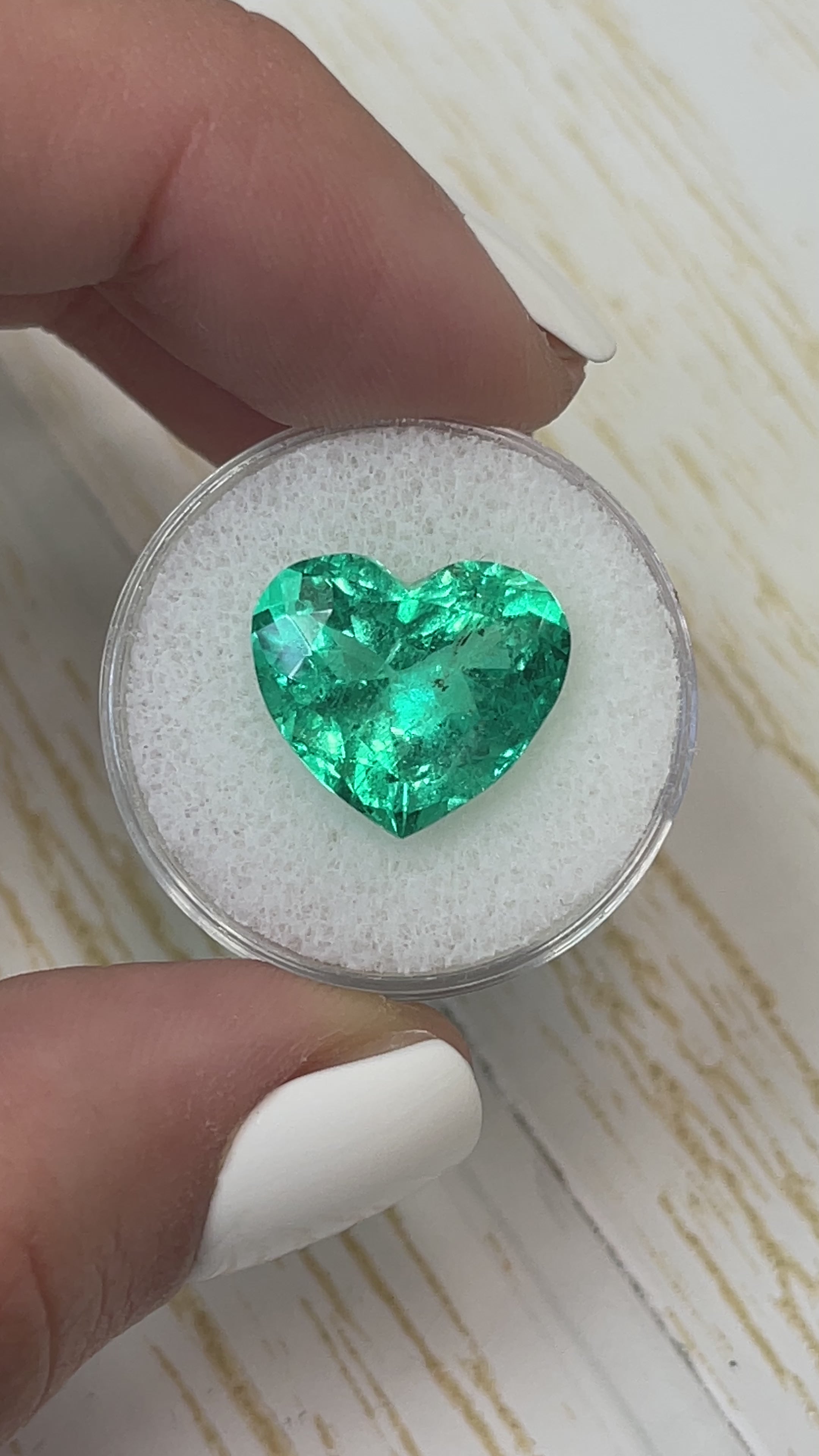 8.90 Carat 14x15 Bluish Green Natural Loose Colombian Emerald-Heart Cut