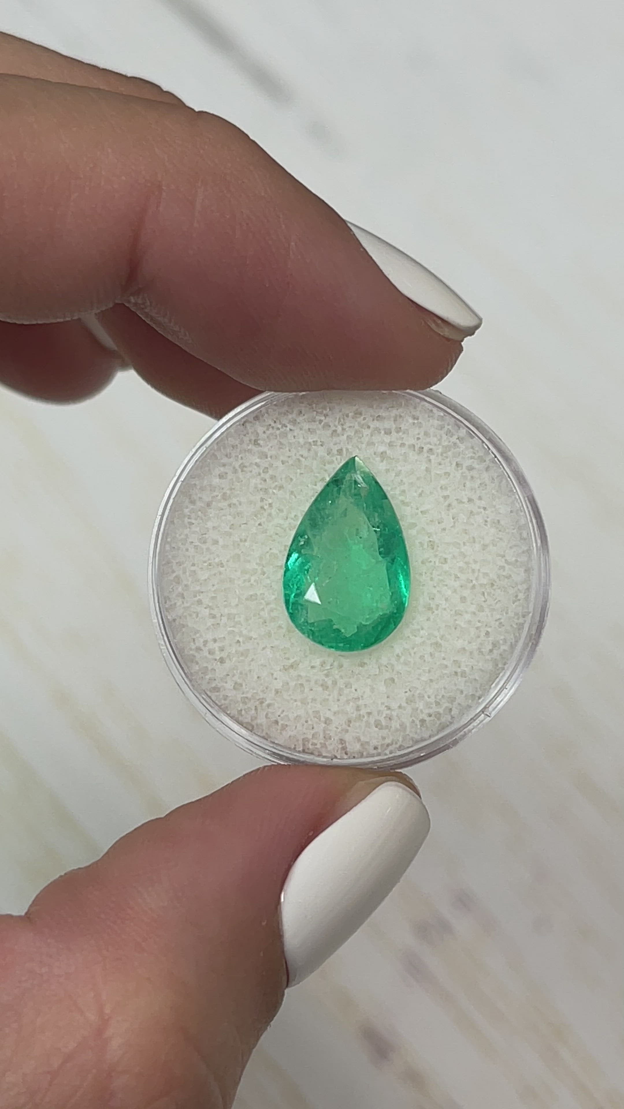 3.90 Carat Spready 14x9 Green Natural Loose Colombian Emerald-Pear Cut