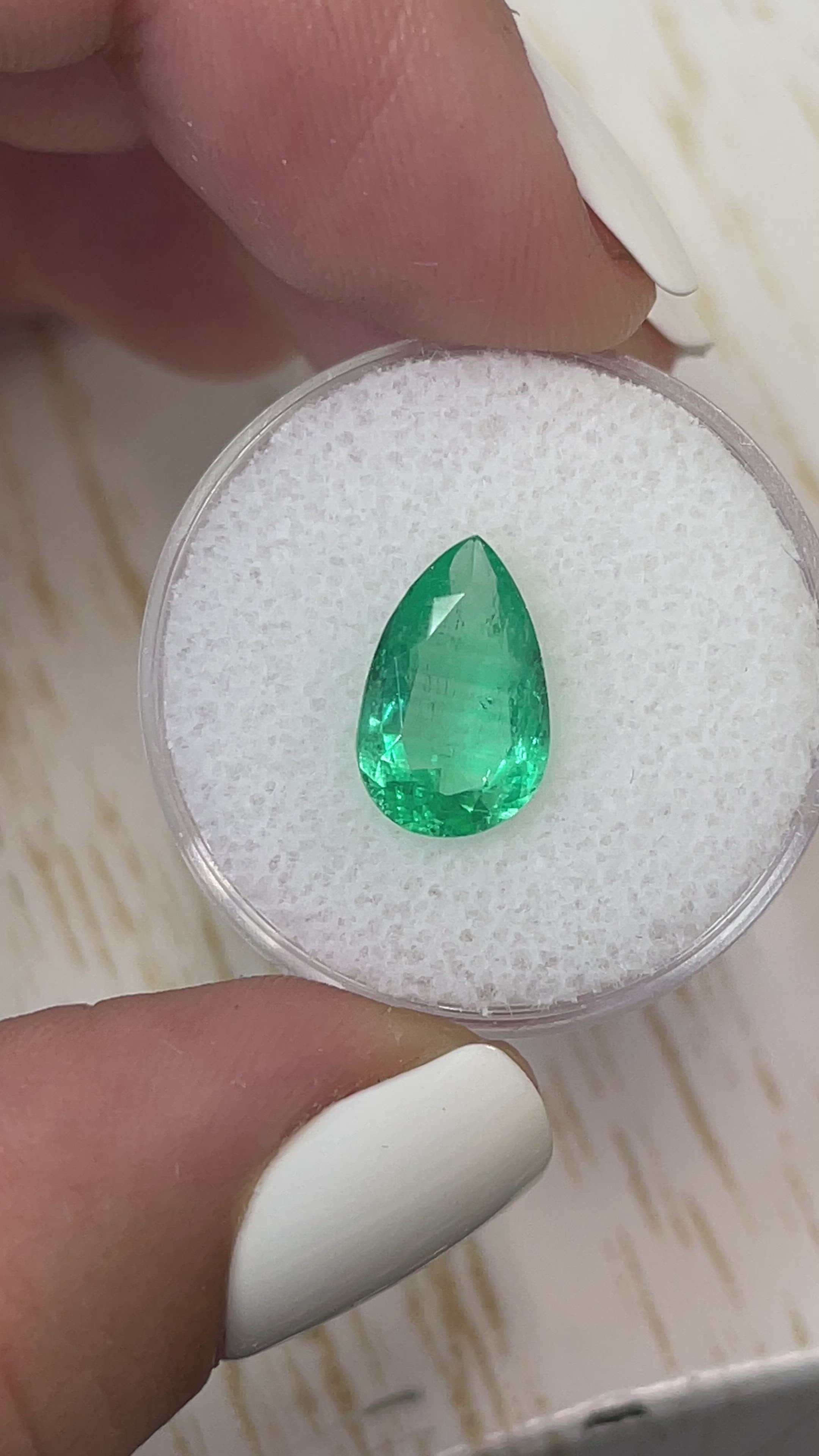 2.52 Carat Vibrant Green Natural Loose Colombian Emerald-Pear Cut