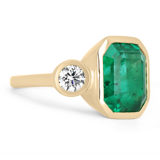 11.02tcw GIA CERTIFIED Colombian Emerald-Emerald Cut & Diamond Three Stone Ring 18K - JR Colombian Emeralds